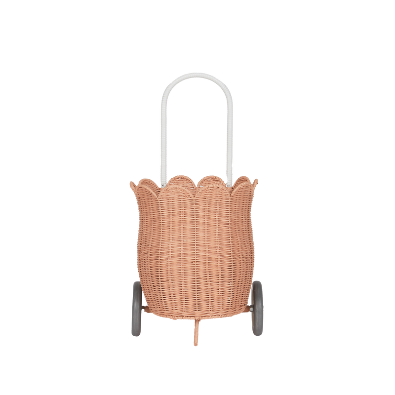 Olli Ella Rattan Petal Luggy, Seashell Pink | shopnurseryrhymes
