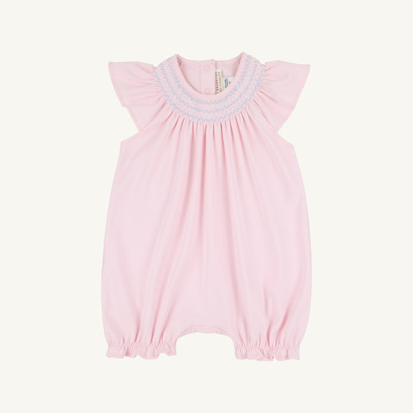 Beaufort Bonnet Sandy Smocked Romper, Palm Beach Pink