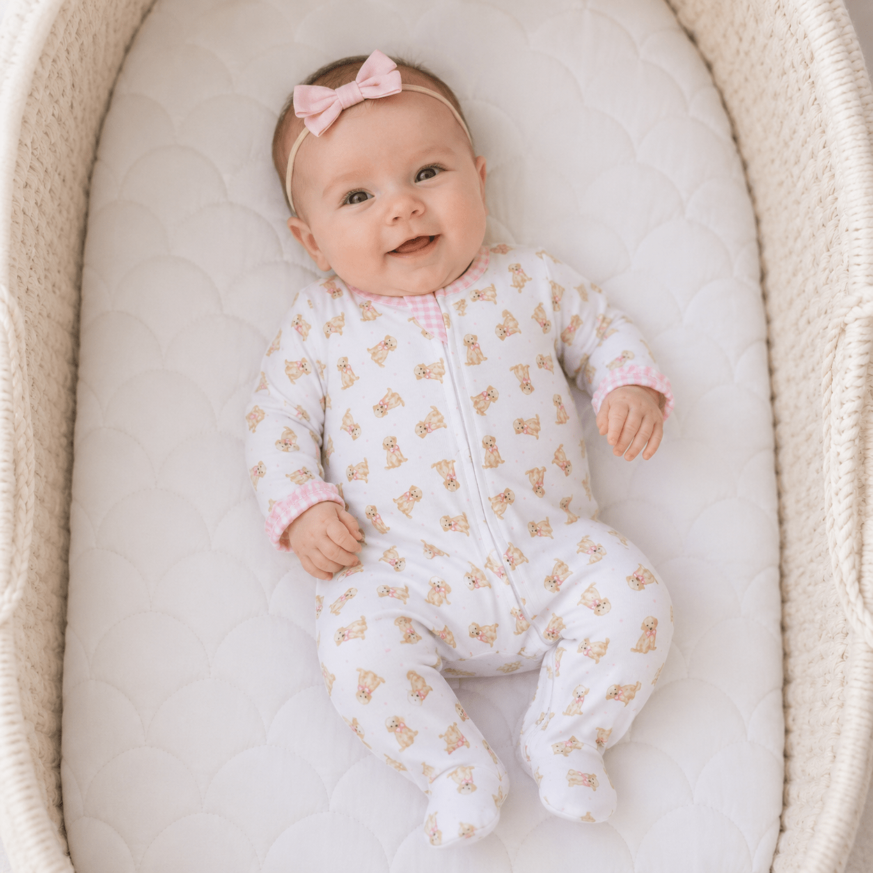 Magnolia Baby Sweet Golden Print Ruffle Zip Footie