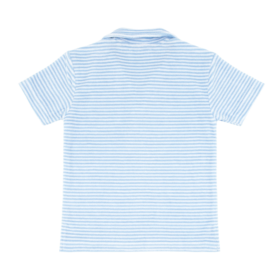 Minnow Powder Blue Stripe French Terry Polo Shirt