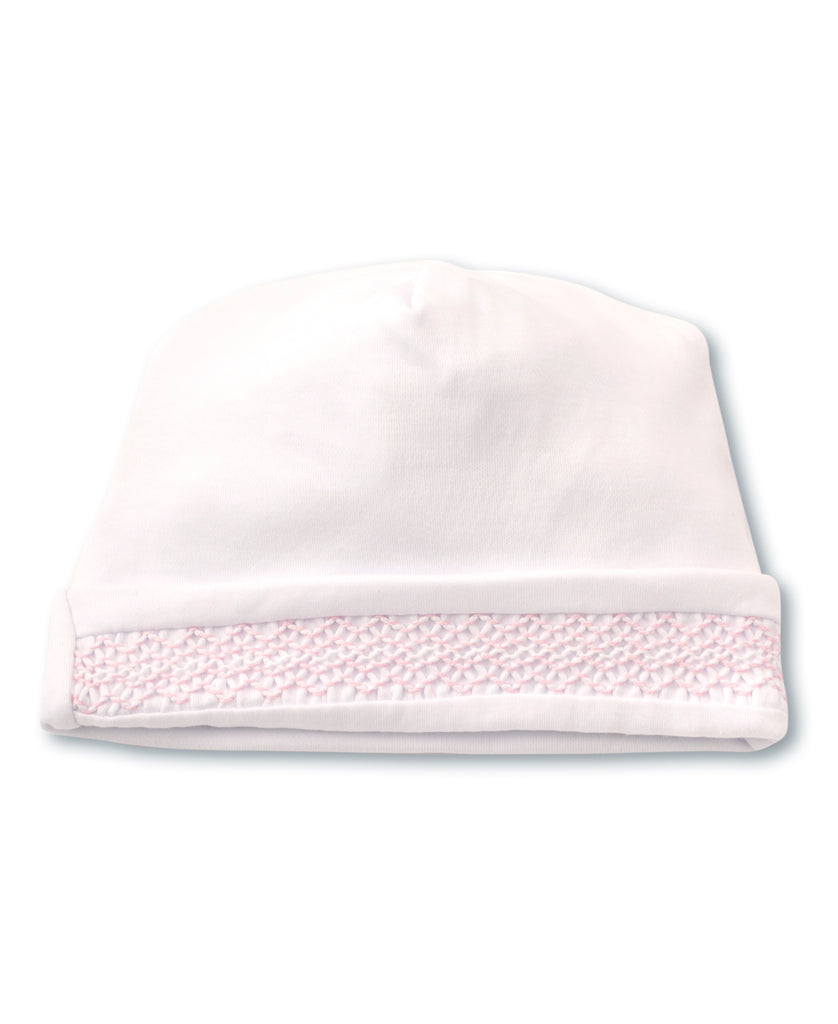 Kissy Kissy CLB Charmed Hat with Hand Smocking, White with Pink