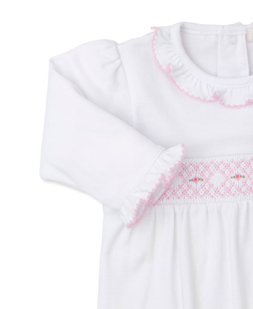 Kissy Kissy CLB Summer Sack with Hand Smocking, White with Pink