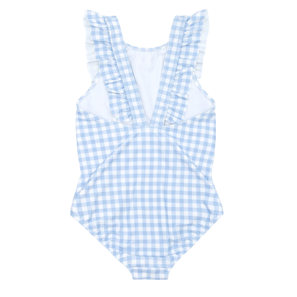 Minnow Oasis Blue Gingham Ruffle One Piece