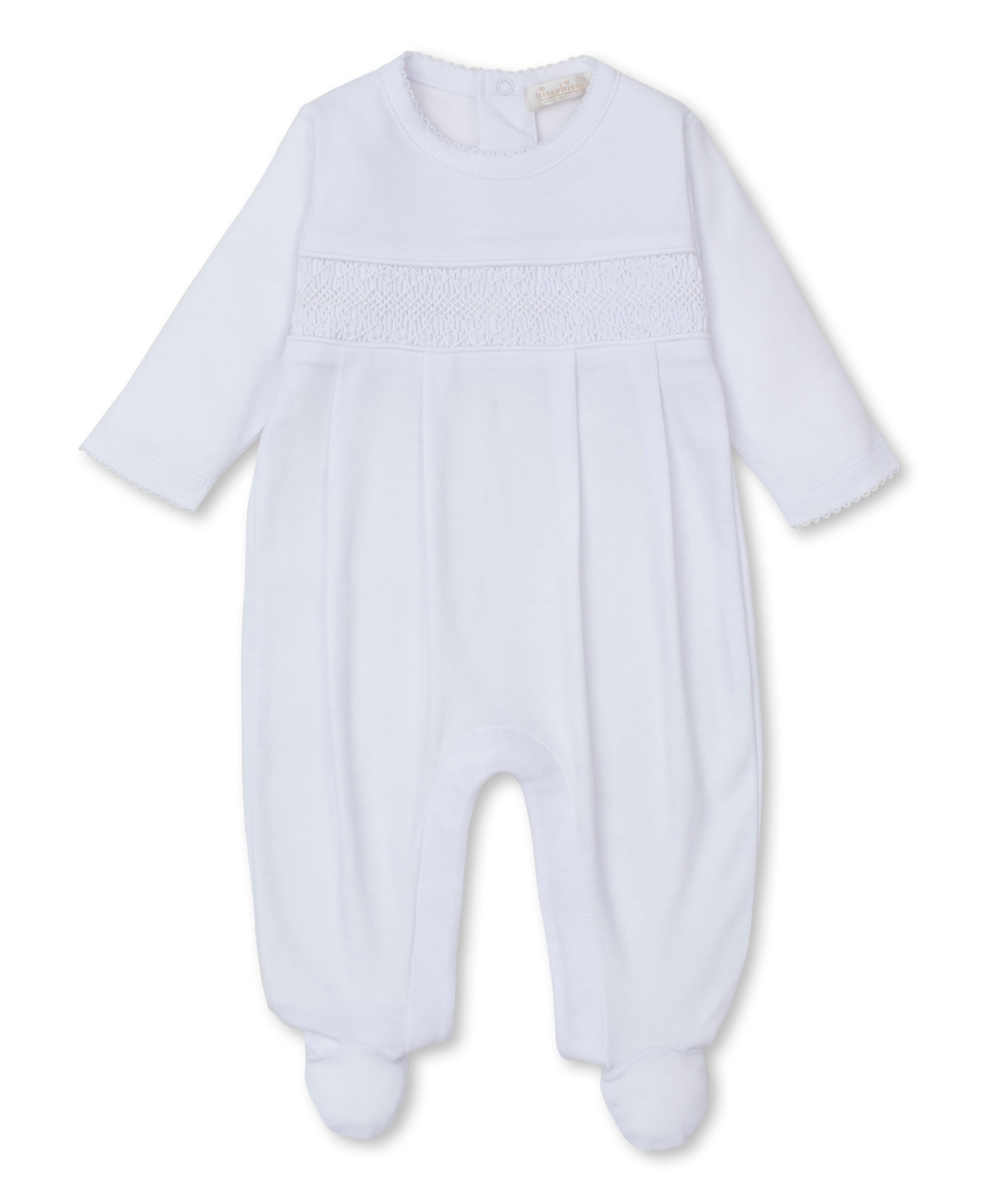 Kissy Kissy CLB Charmed White Footie with White Smocking
