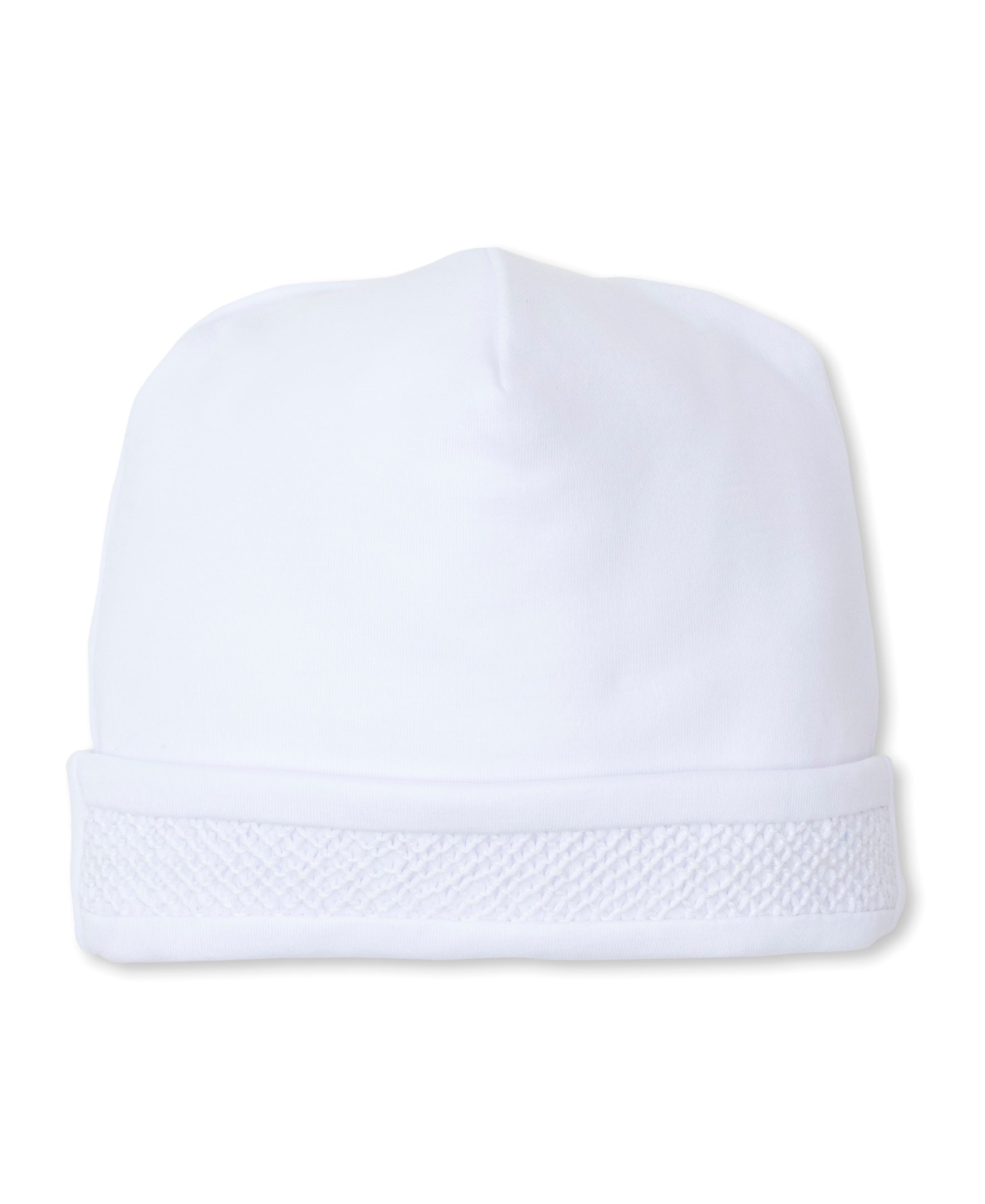 Kissy Kissy Hat with Hand Smocking, White with White