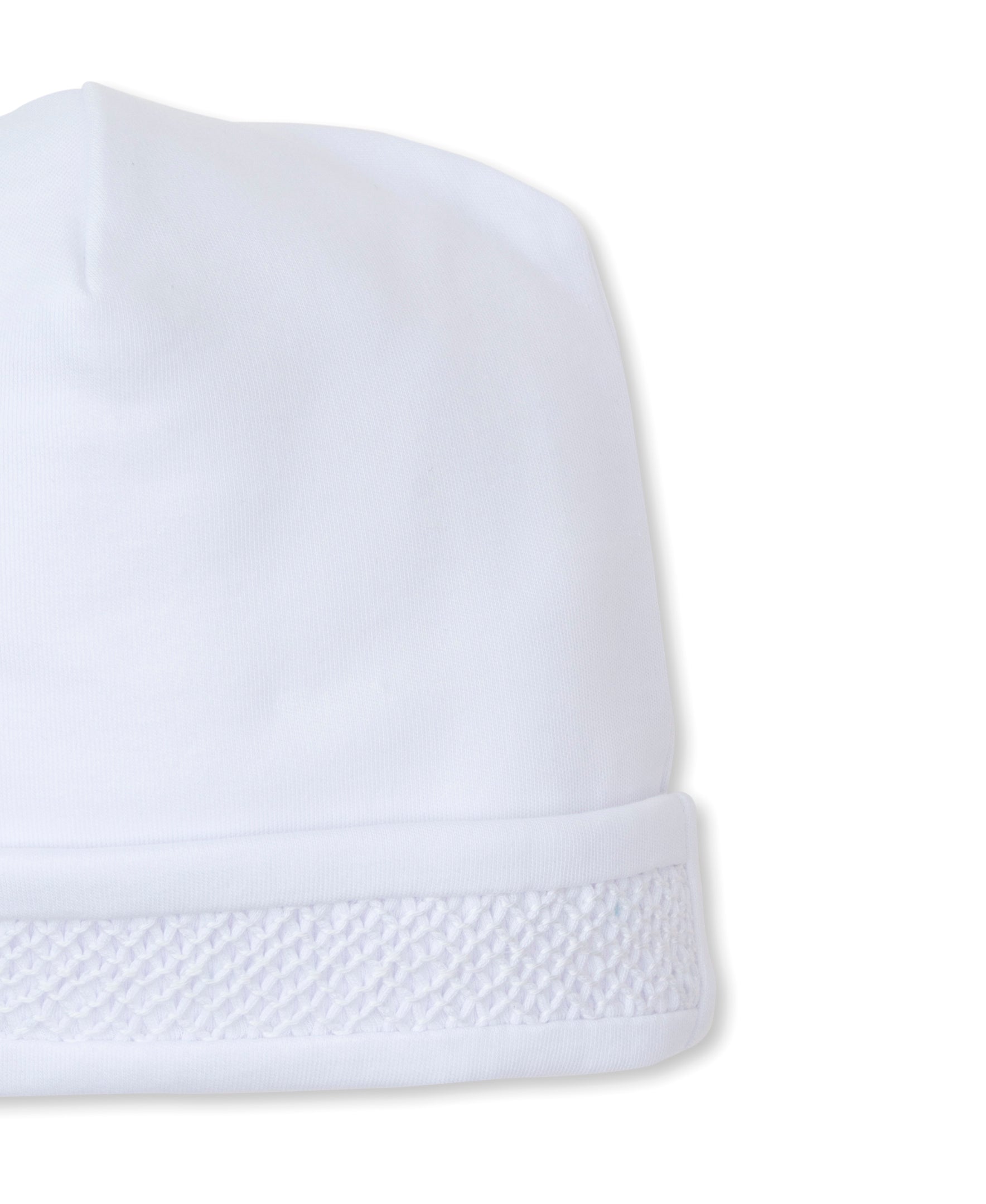 Kissy Kissy Hat with Hand Smocking, White with White