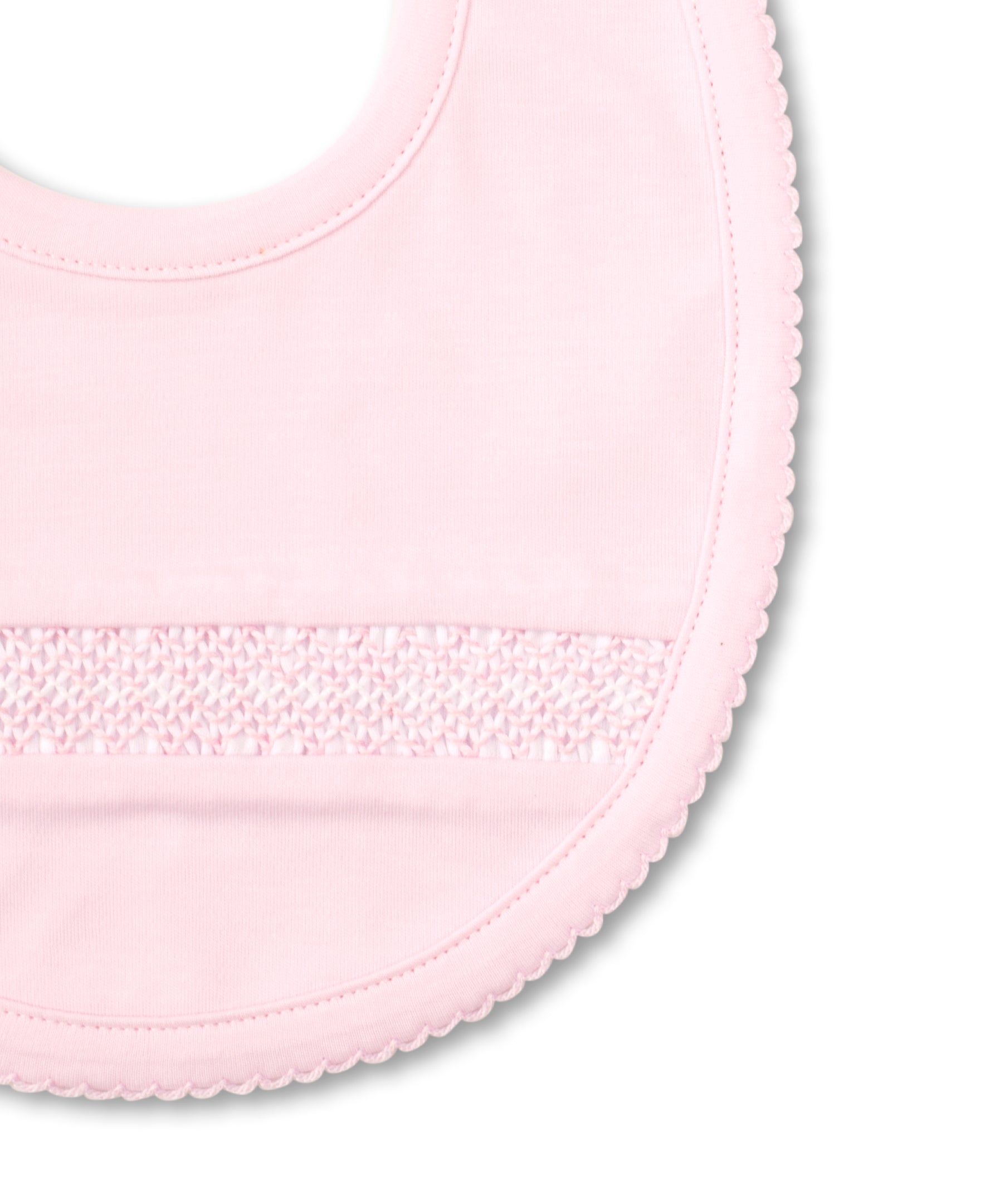 Kissy Kissy Bib with Hand Smocking, Light Pink