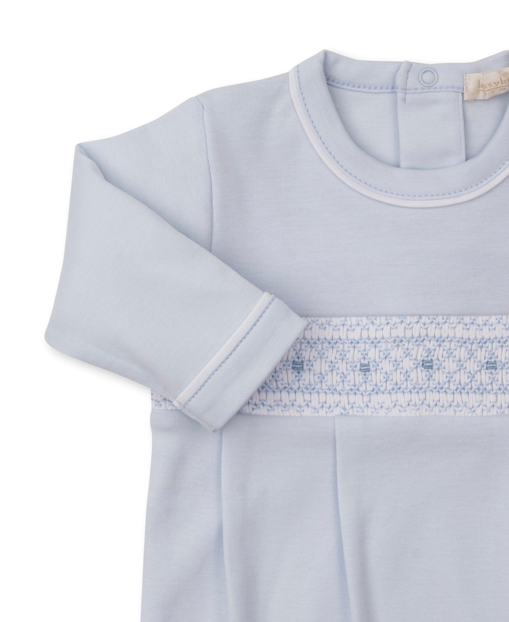 Kissy Kissy Light Blue Sack with CLB Diamond Hand Smocking