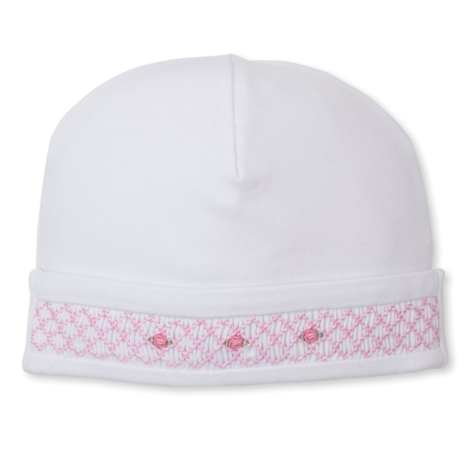 Kissy Kissy White Hat with CLB Diamond Rosette Hand Smocking