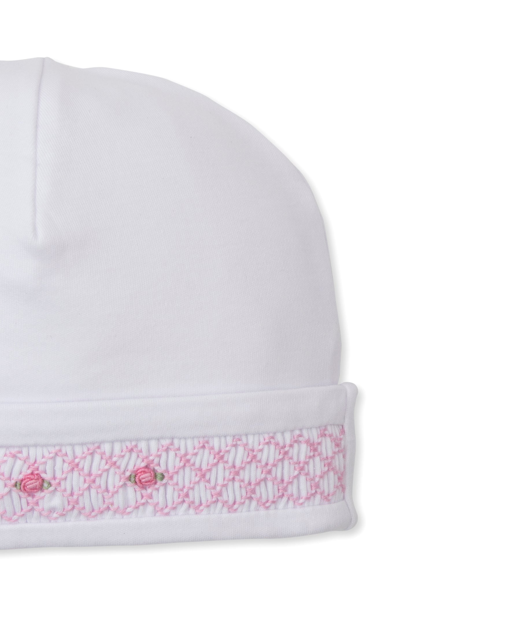 Kissy Kissy White Hat with CLB Diamond Rosette Hand Smocking