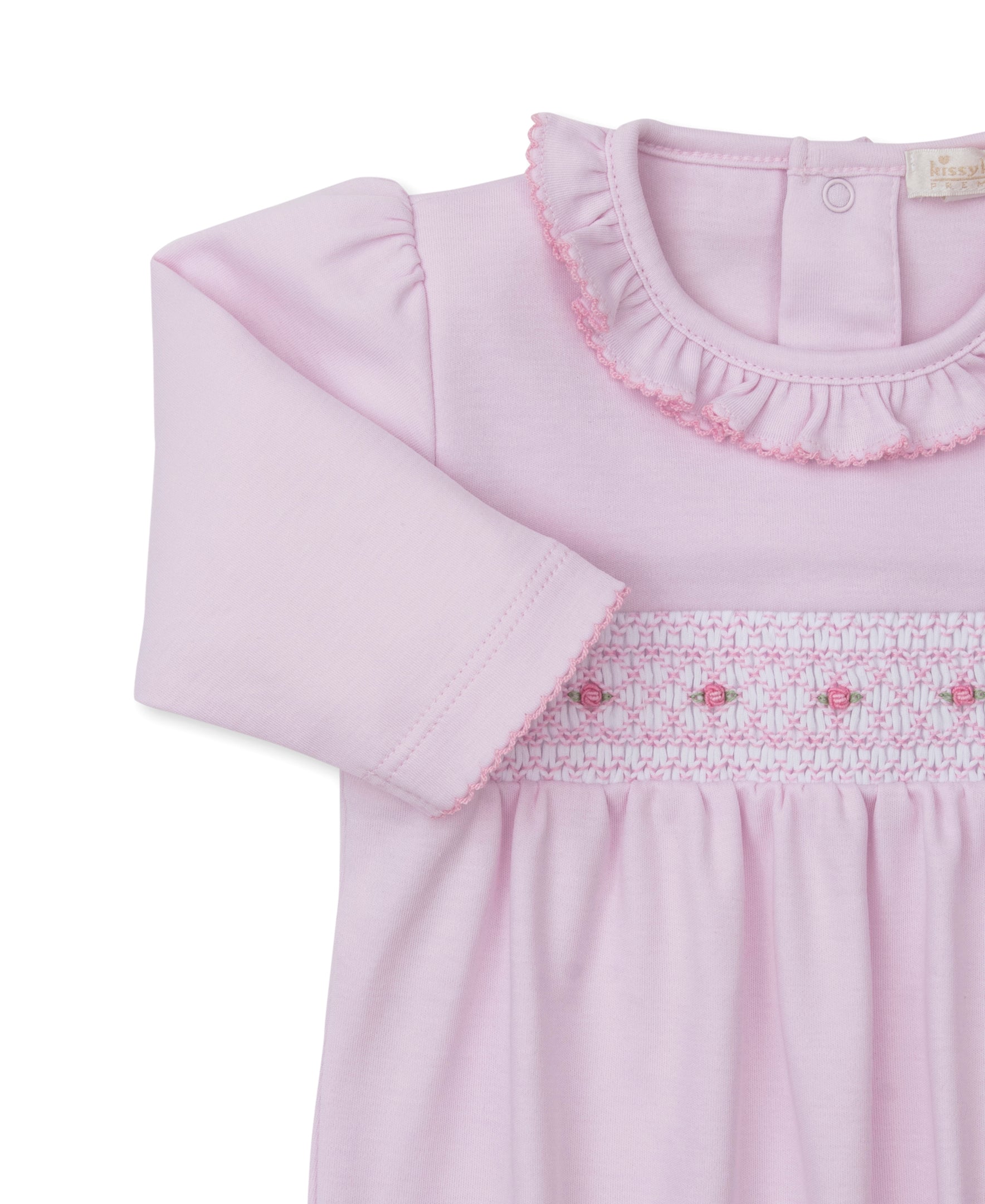 Kissy Kissy Pink Sack with CLB Diamond Rosette Hand Smocking