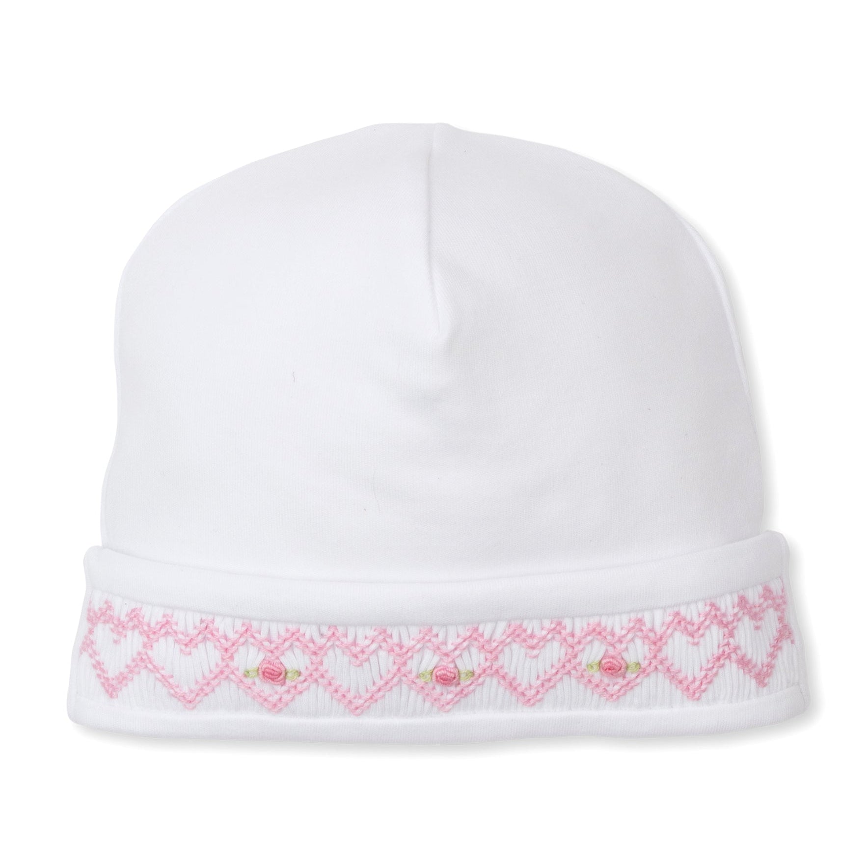 Kissy Kissy Hat with CLB Heart Smocking, White with Pink
