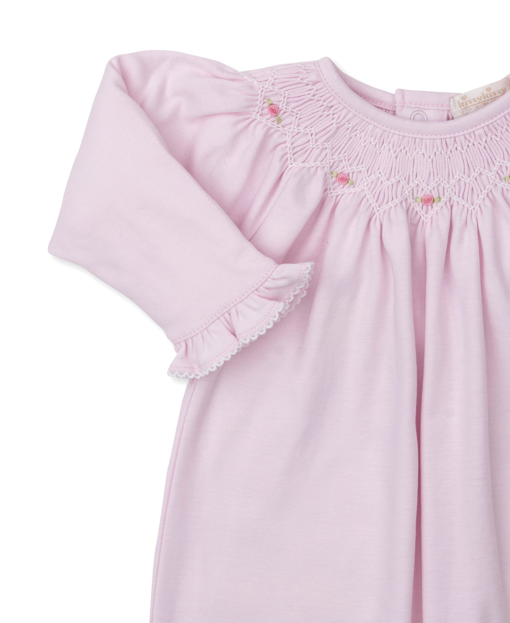 Kissy Kissy Sack with CLB Heart Smocking, Pink