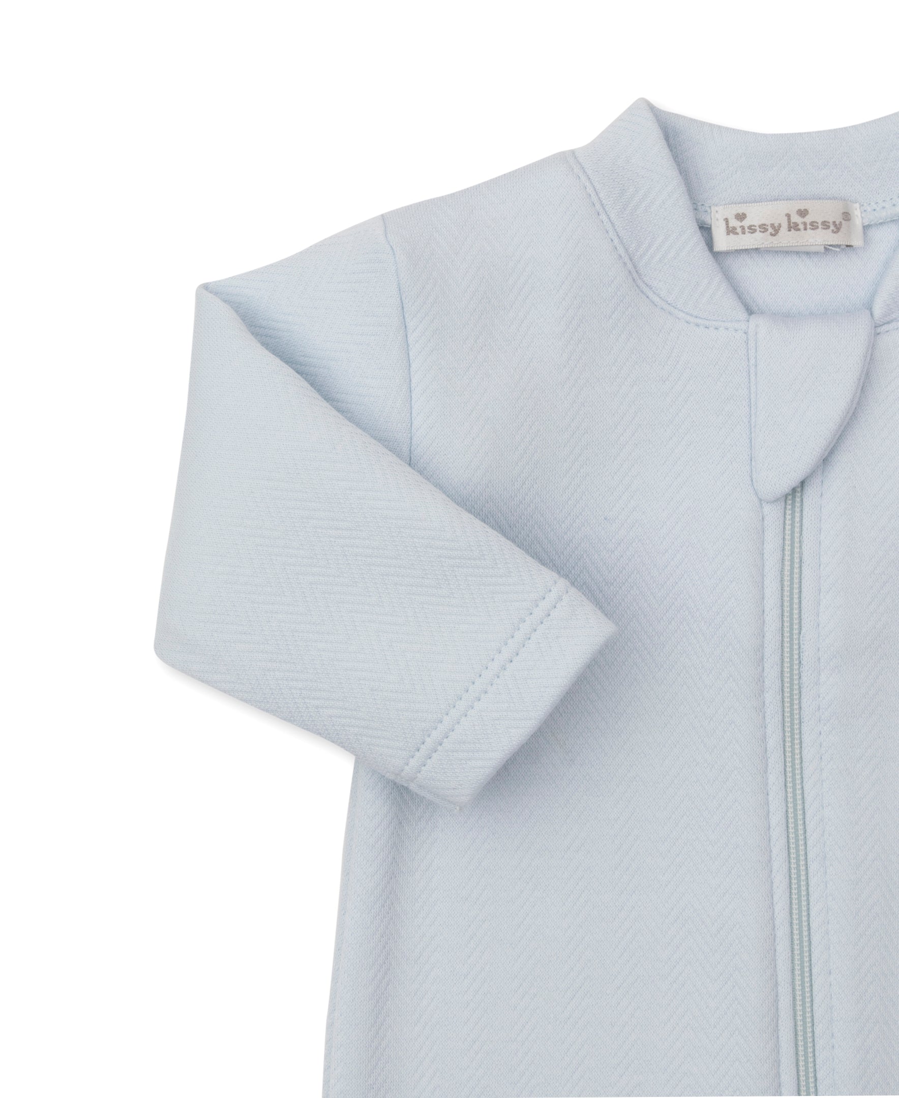 Kissy Kissy Sweet Homecoming Jacquard Footie, Light Blue