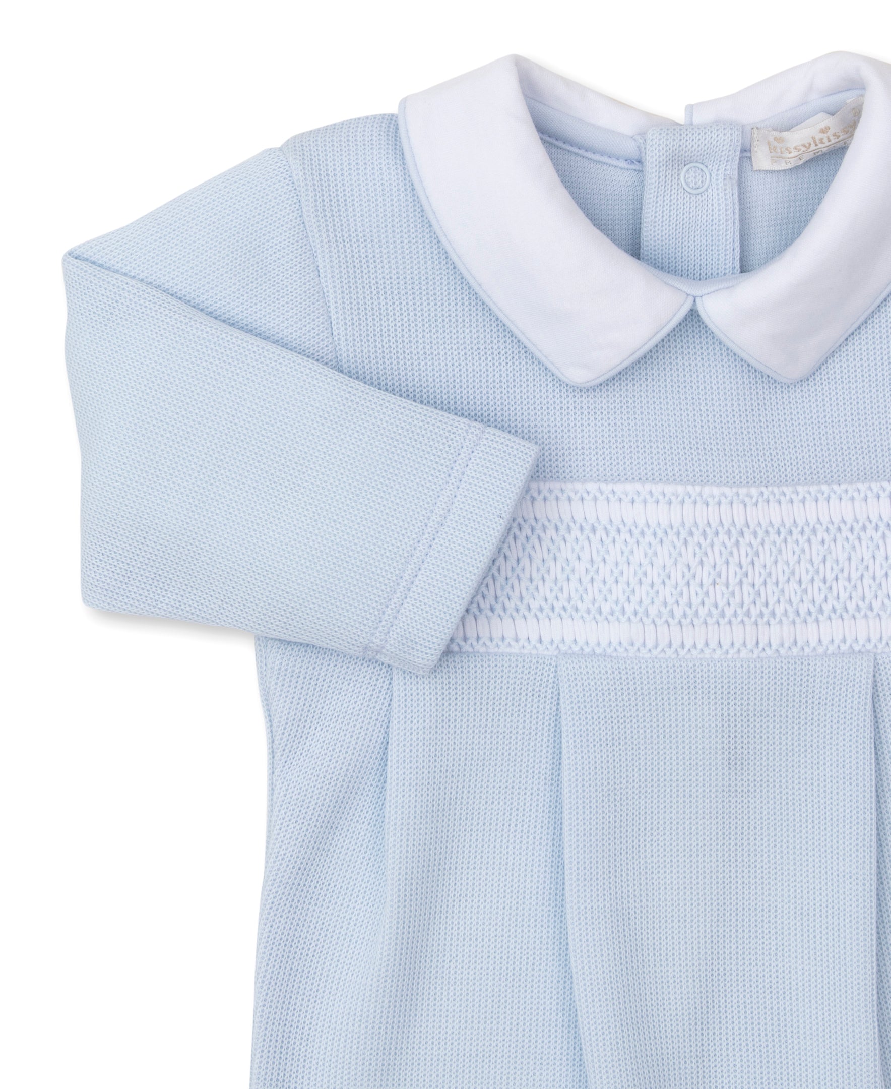 Kissy Kissy CLB Punto Ingles Playsuit with Hand Smocking, Light Blue