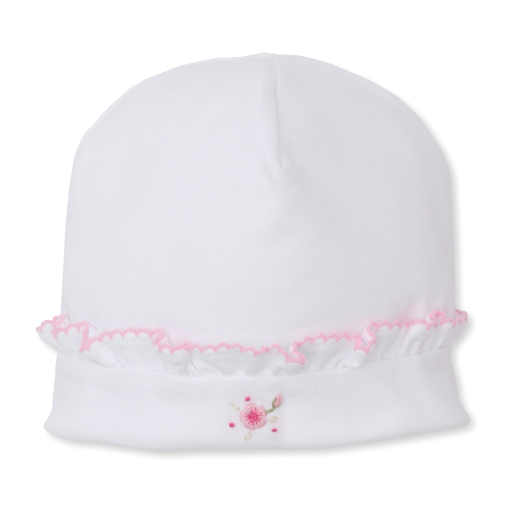 Kissy Kissy SCE Rose Bloomer Hat with Hand Embroidery, White with Pink