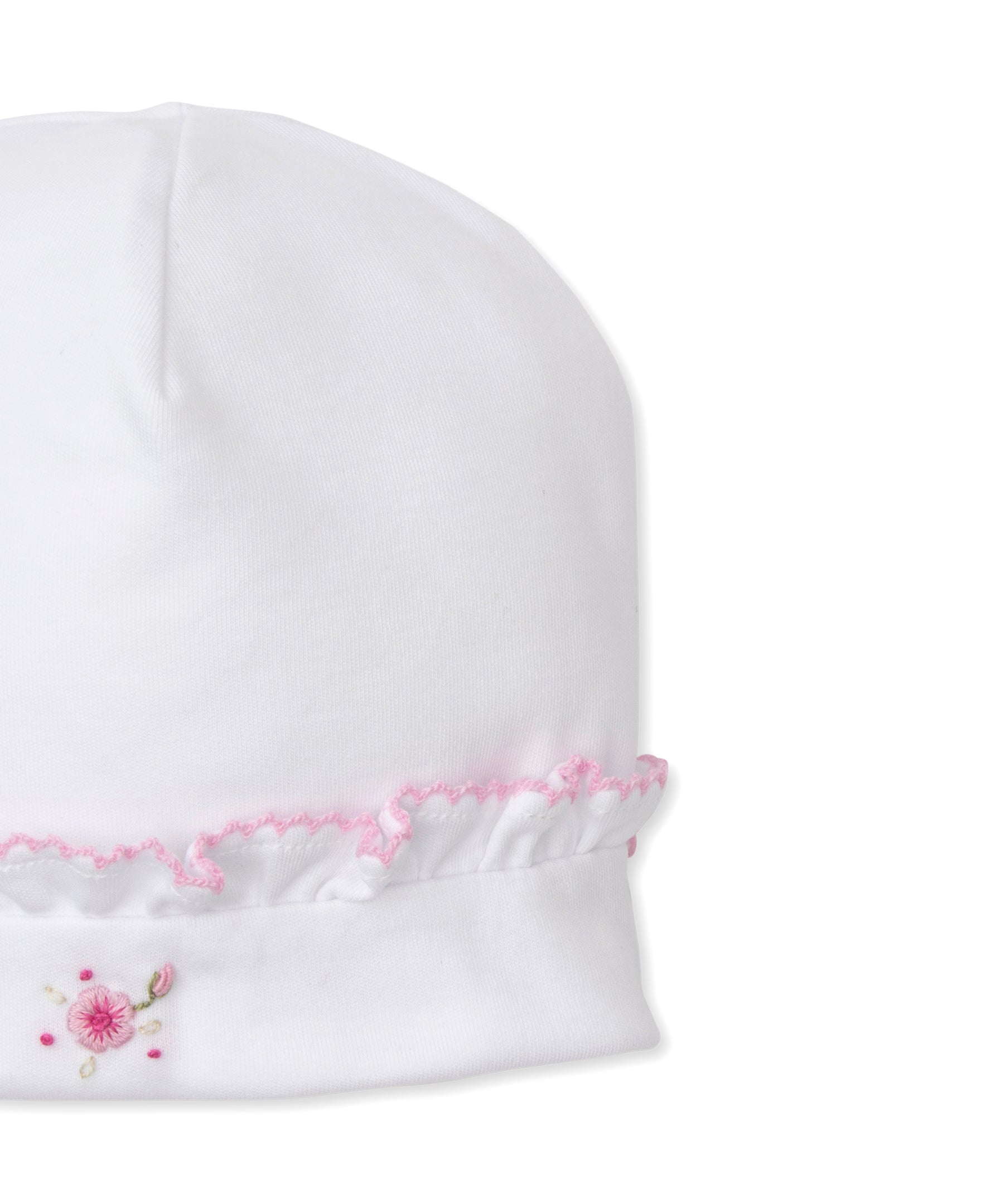 Kissy Kissy SCE Rose Bloomer Hat with Hand Embroidery, White with Pink
