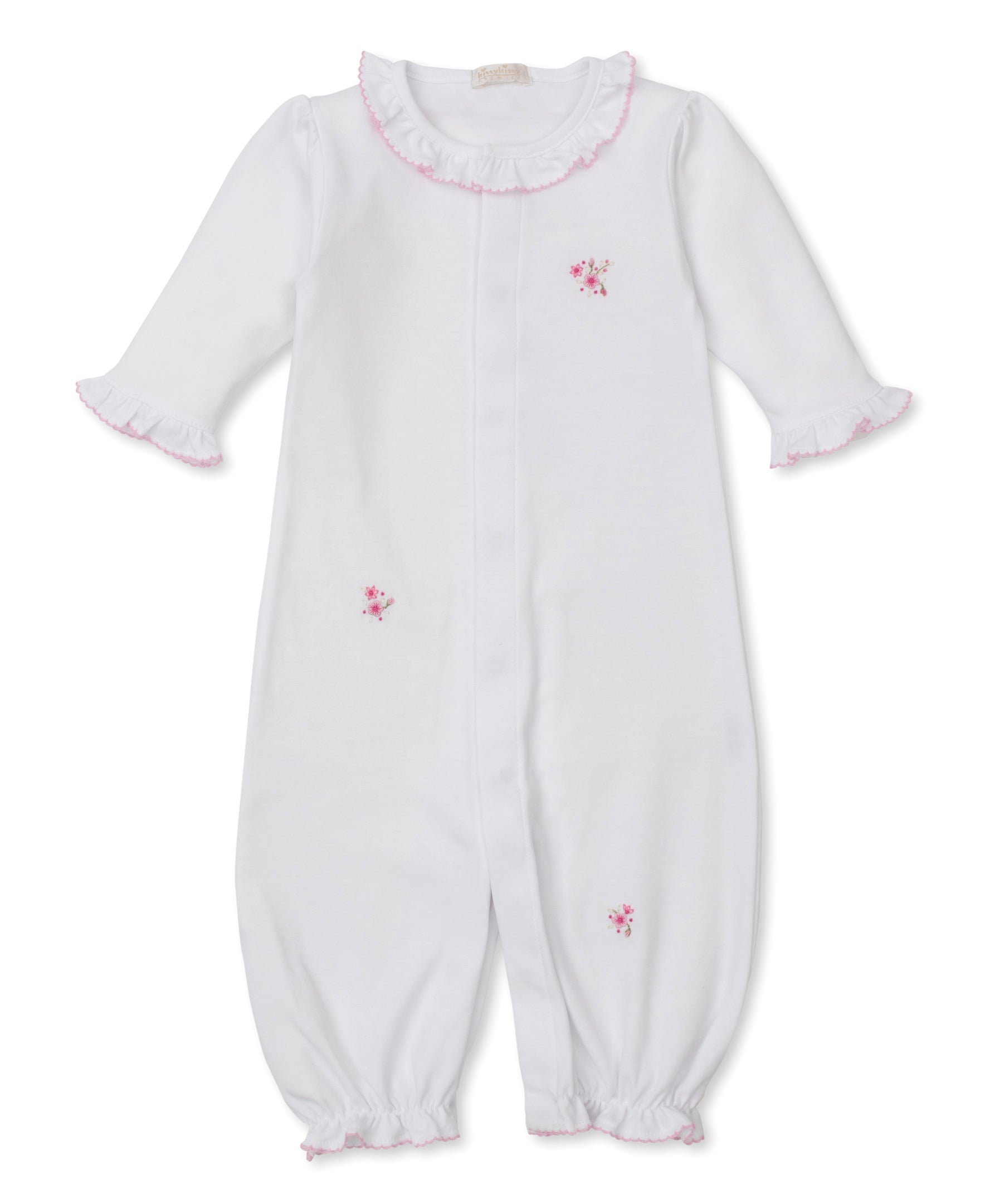 Kissy Kissy SCE Rose Blooms Converter Gown with Hand Embroidery, White with Pink