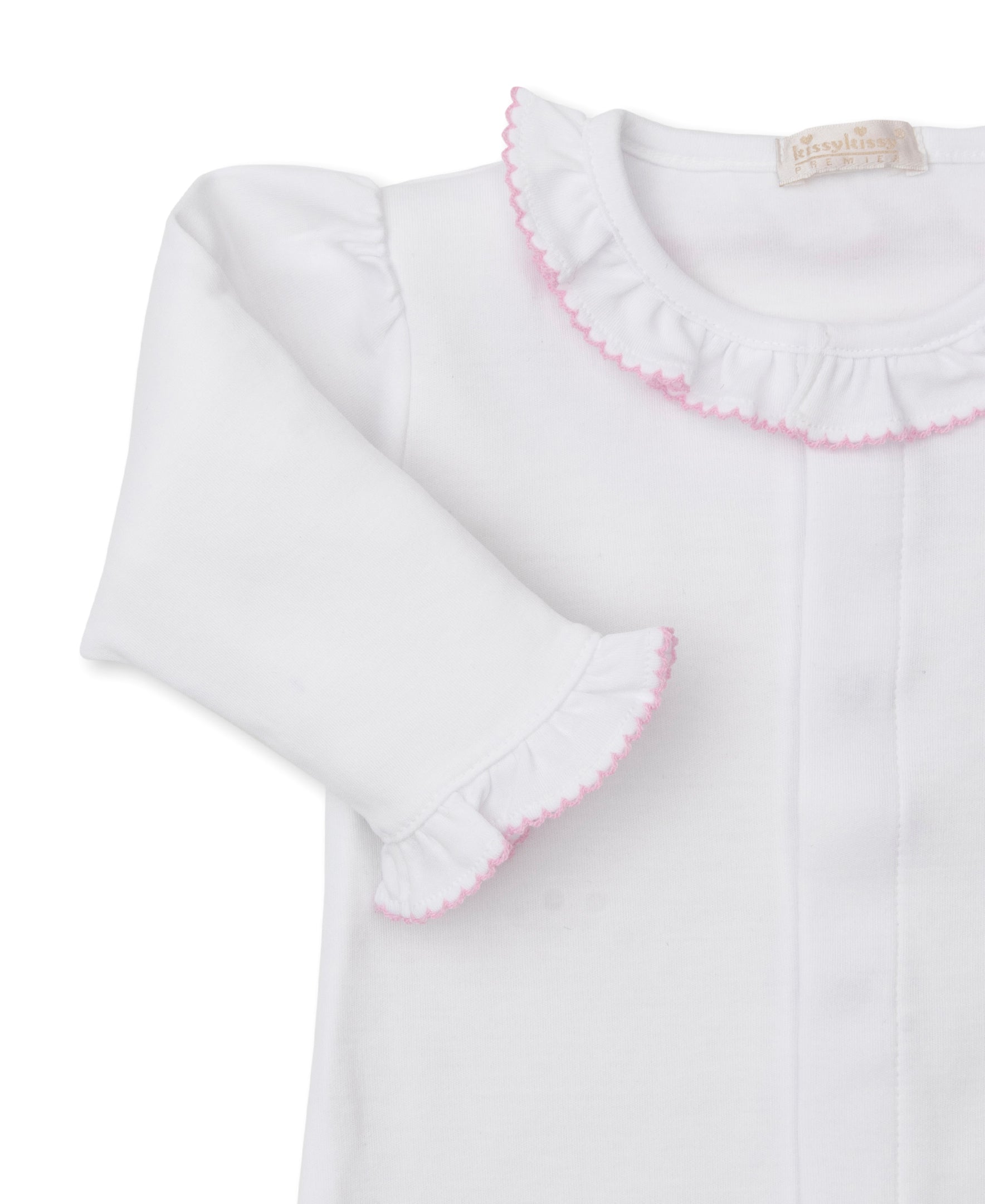 Kissy Kissy SCE Rose Blooms Converter Gown with Hand Embroidery, White with Pink