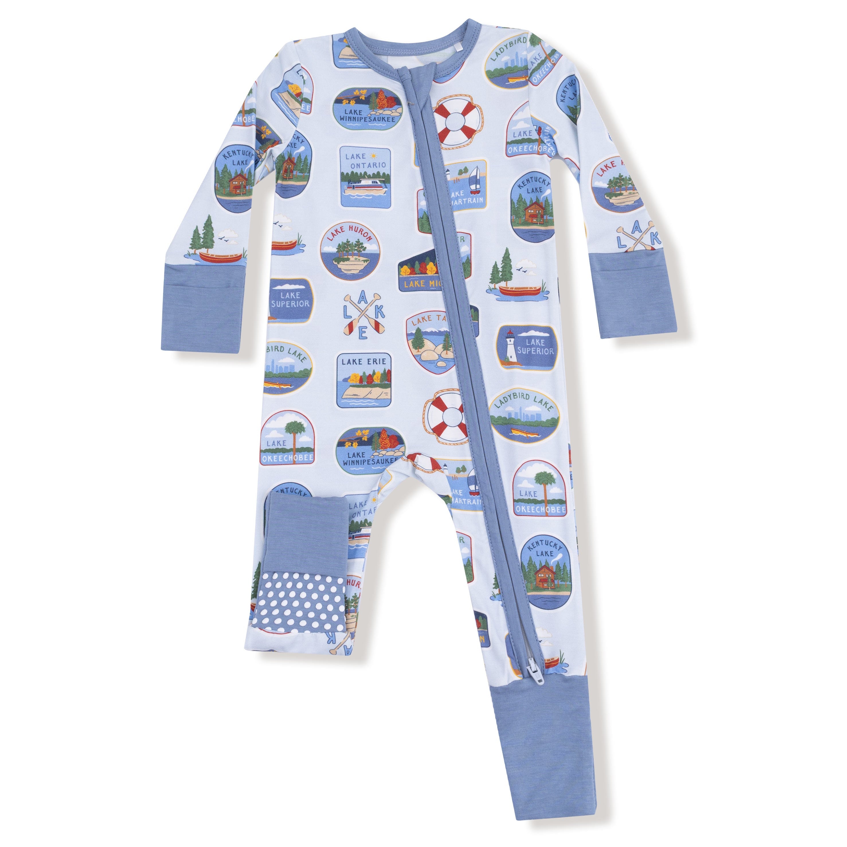 Angel Dear Lake Stickers 2 Way Zipper Romper