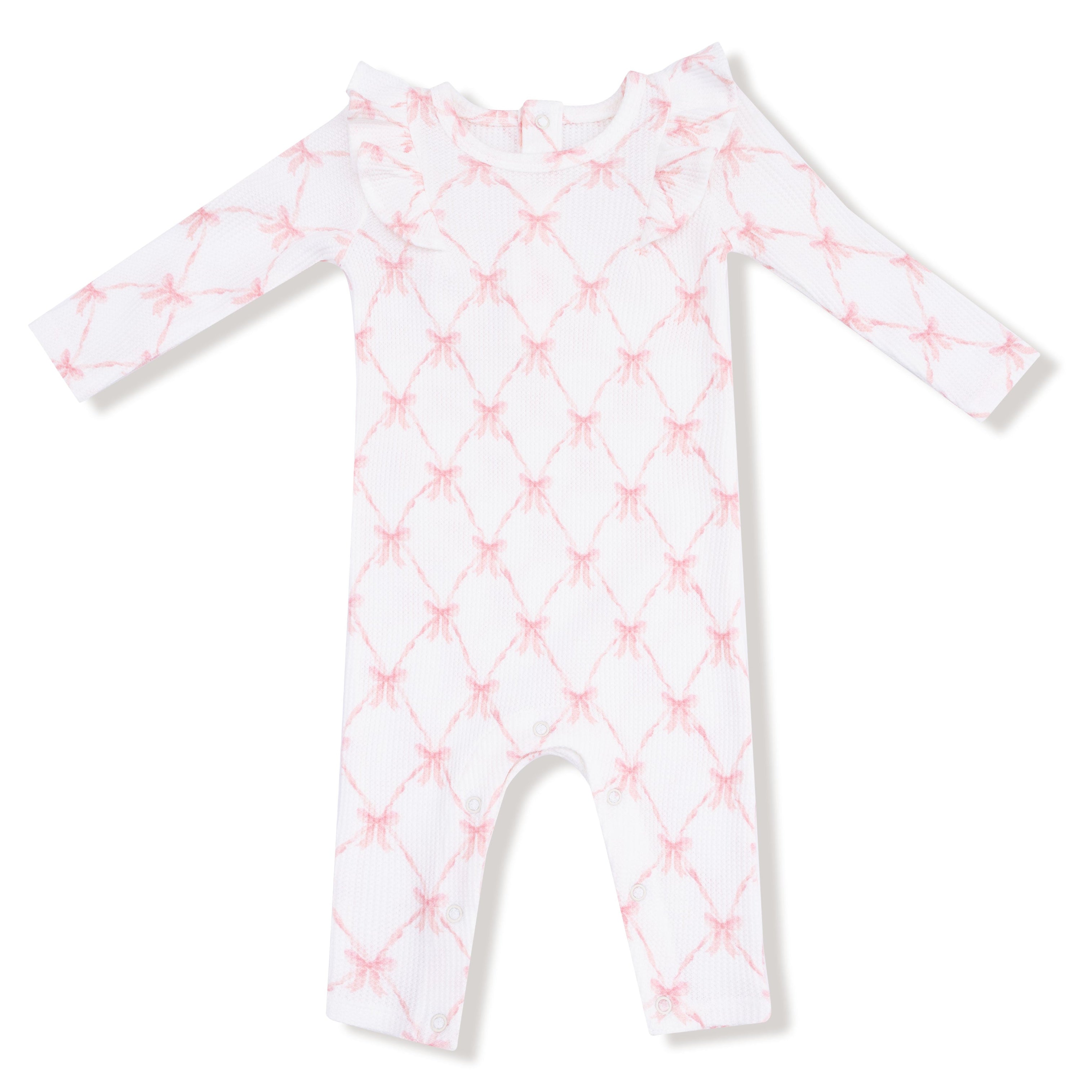 Angel Dear Ribbon Bow Trellis Ruffle Romper