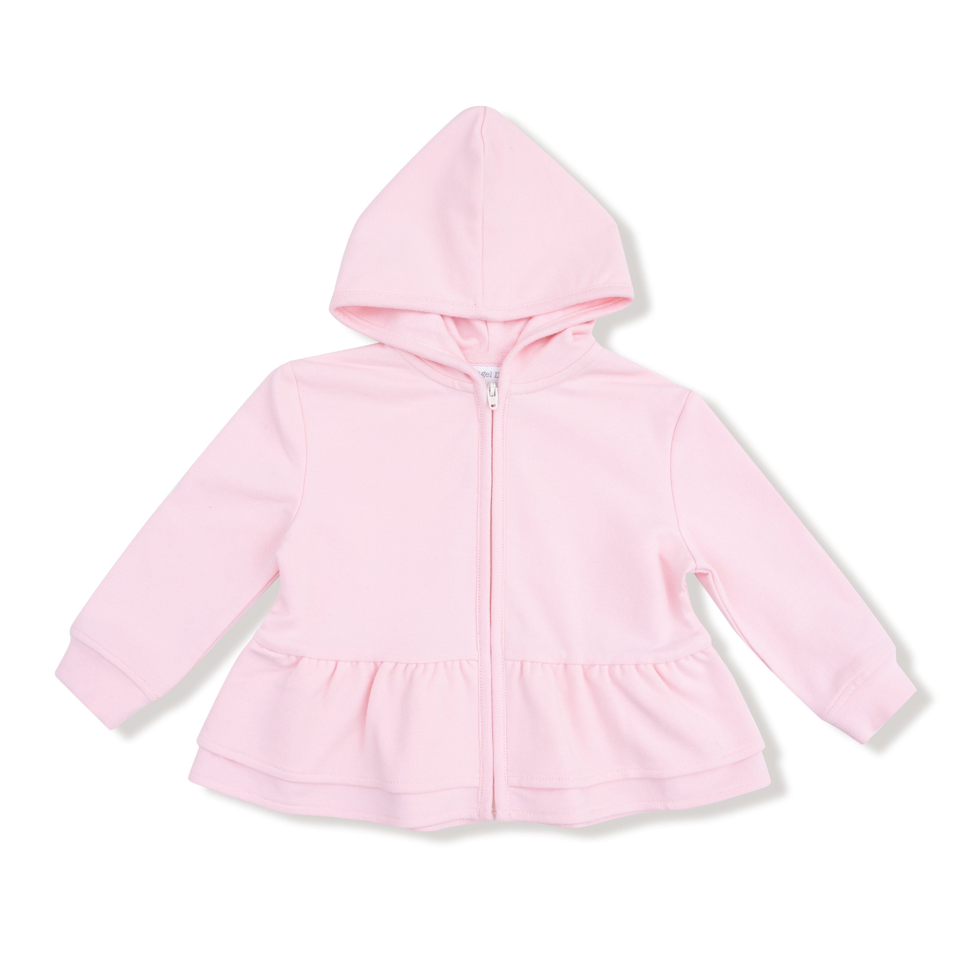 Angel Dear French Terry Sport Varsity Pink Zip Peplum Hoodie