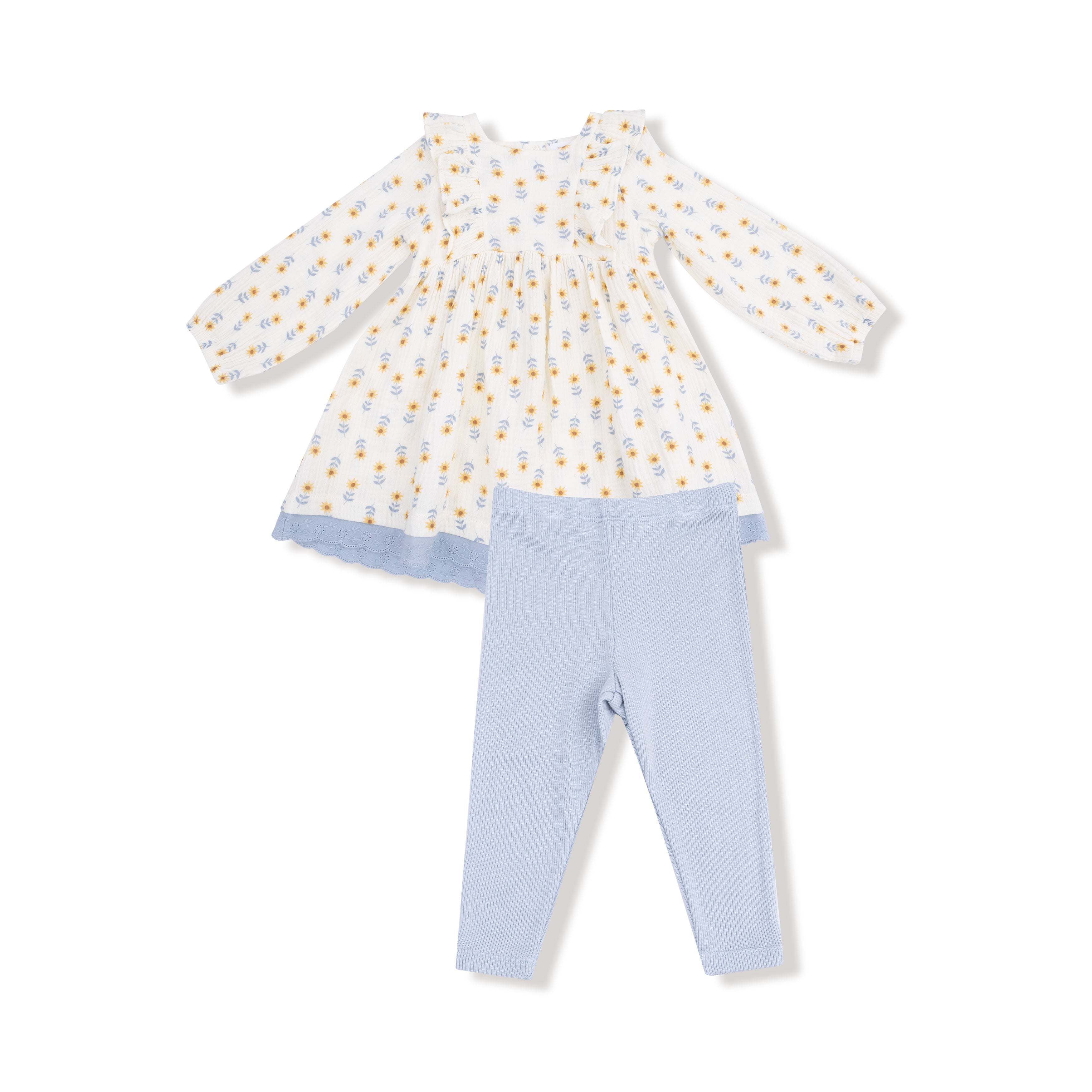 Angel Dear Western Sunflower Dress with Leggings