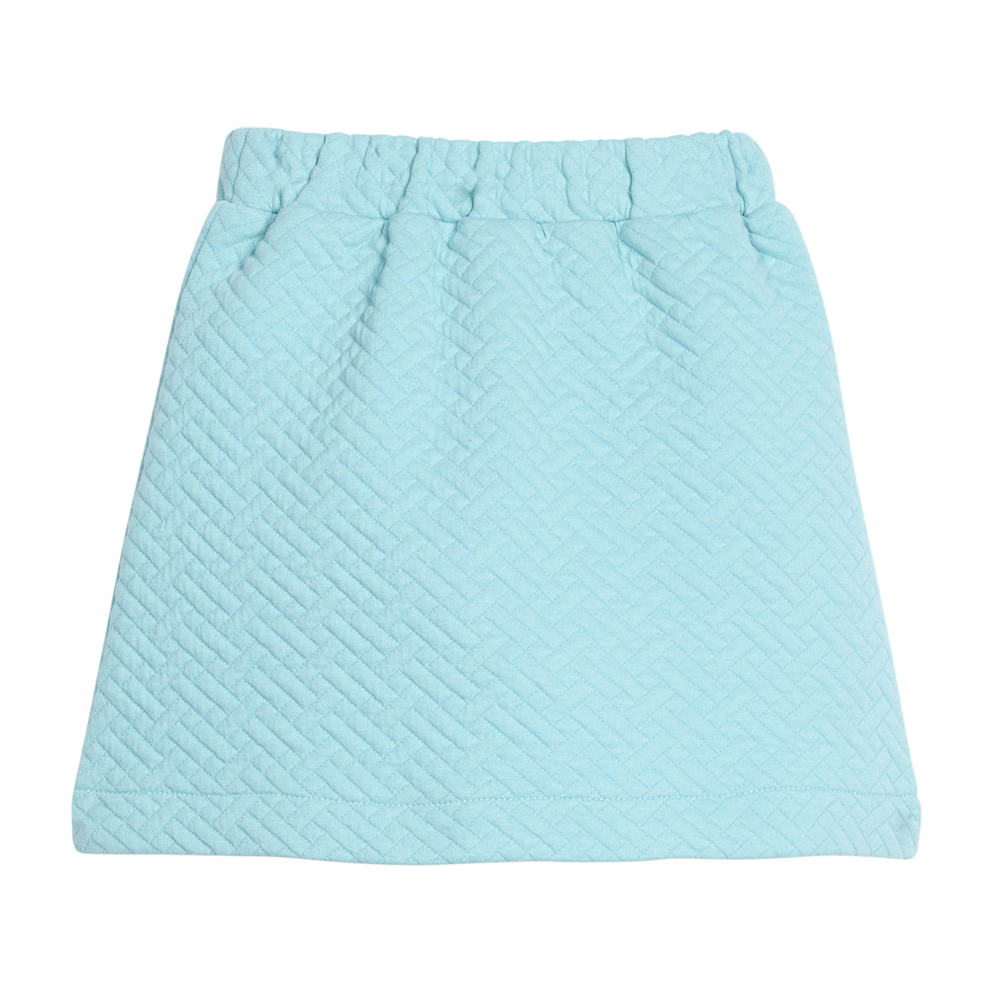Bisby Quilted Mini Skirt, Aqua Quilted Trellis