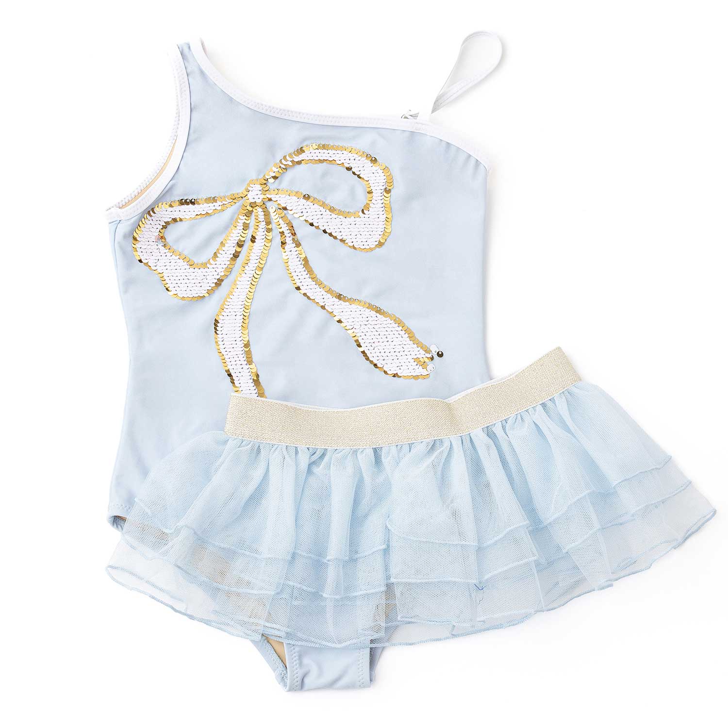 Shade Critters Blue Bow Sequin One Piece with Tutu