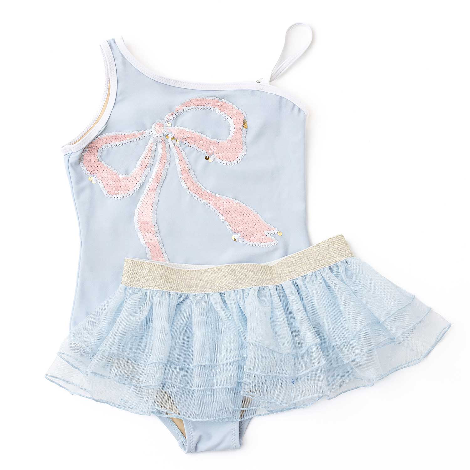 Shade Critters Blue Bow Sequin One Piece with Tutu
