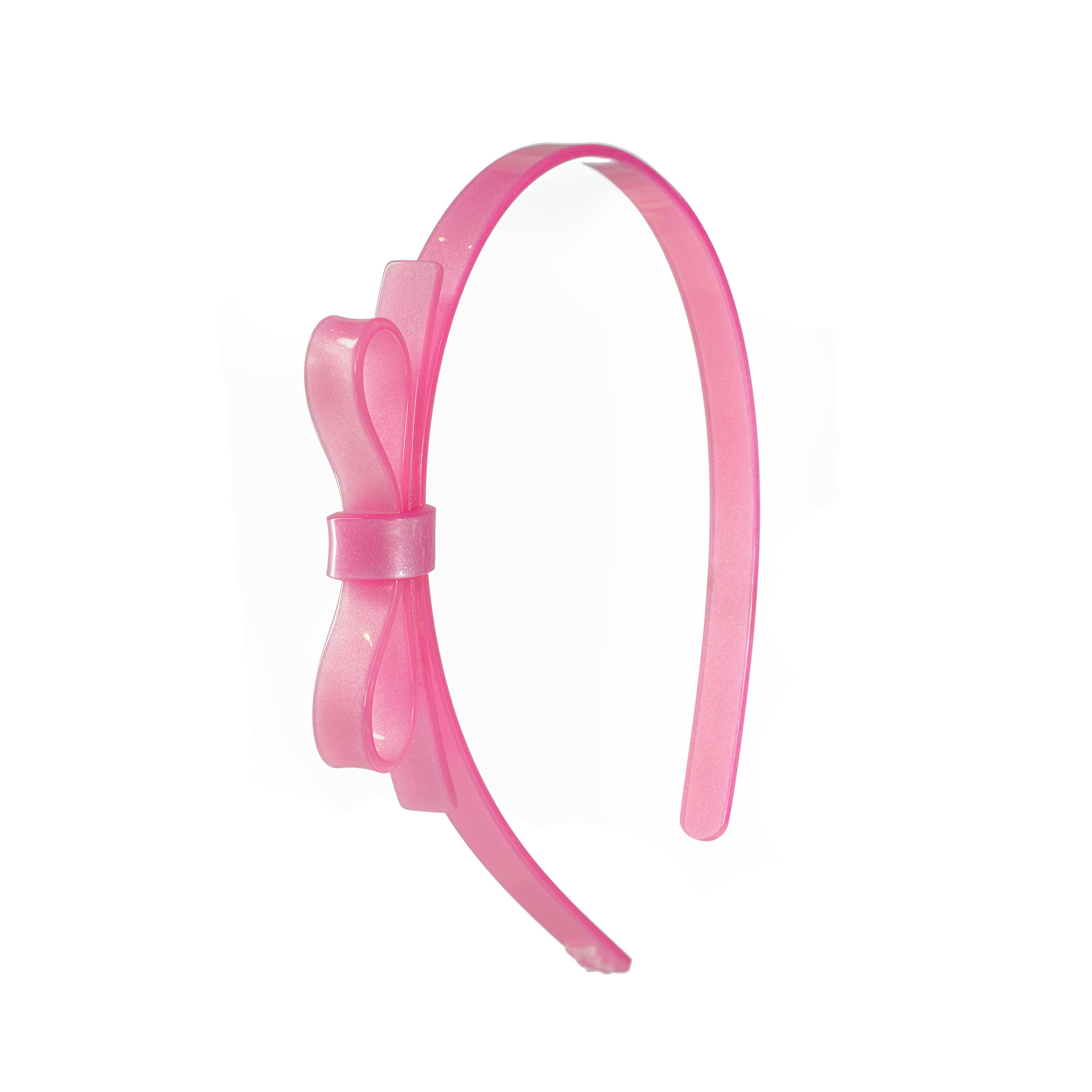 Lilies & Roses Thin Bow Pink Satin Headband