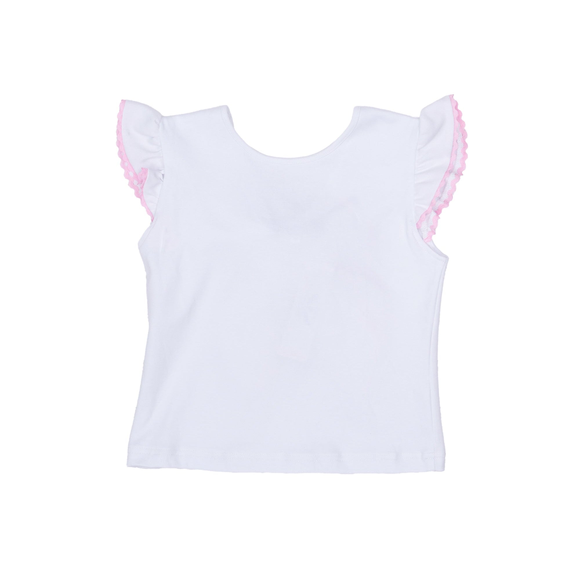 The Oaks Beverly Top, White with Pink Ric Rac