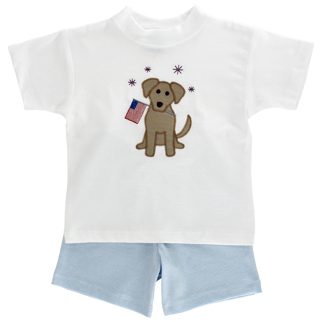 Bailey Boys Patriotic Pup Knit Short Set