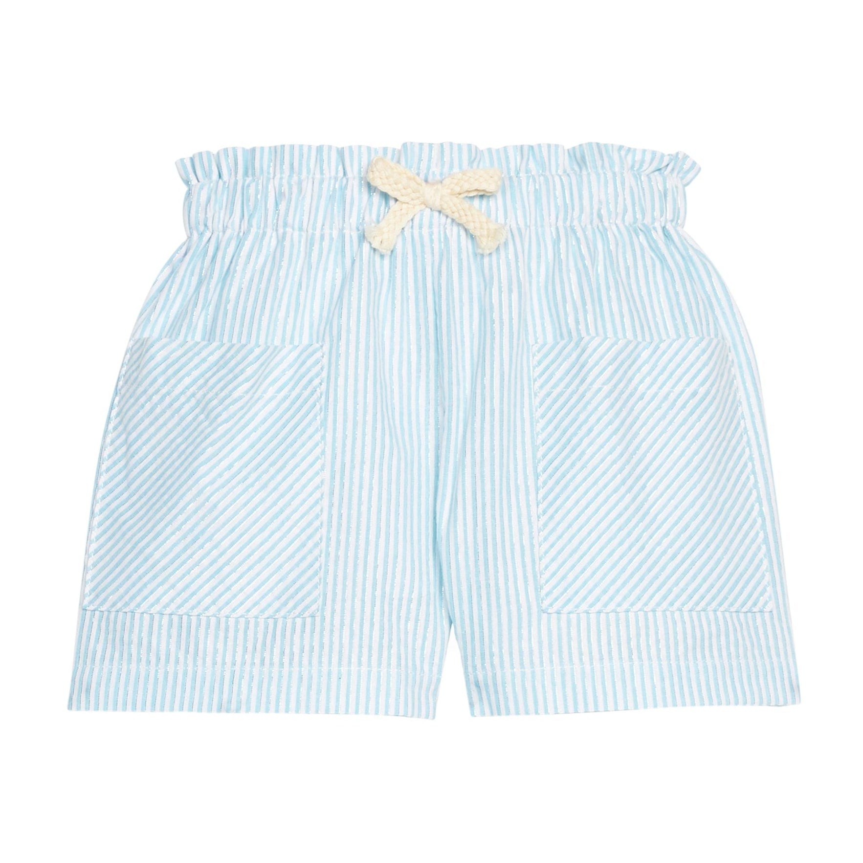 Bisby Patch Pocket Shorts, Aqua Sparkle Seersucker