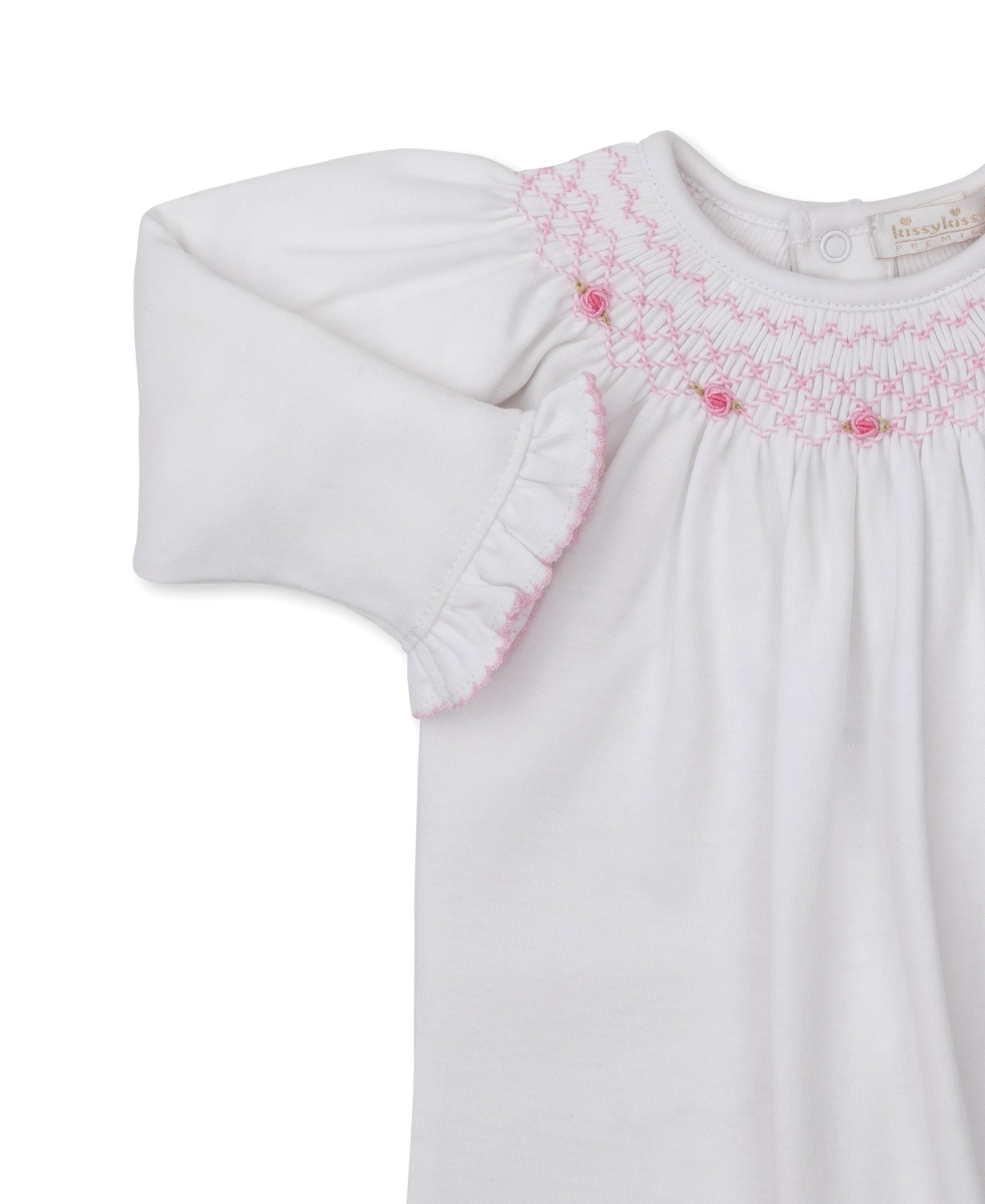 Kissy Kissy White Summer Rosette Bishop Footie