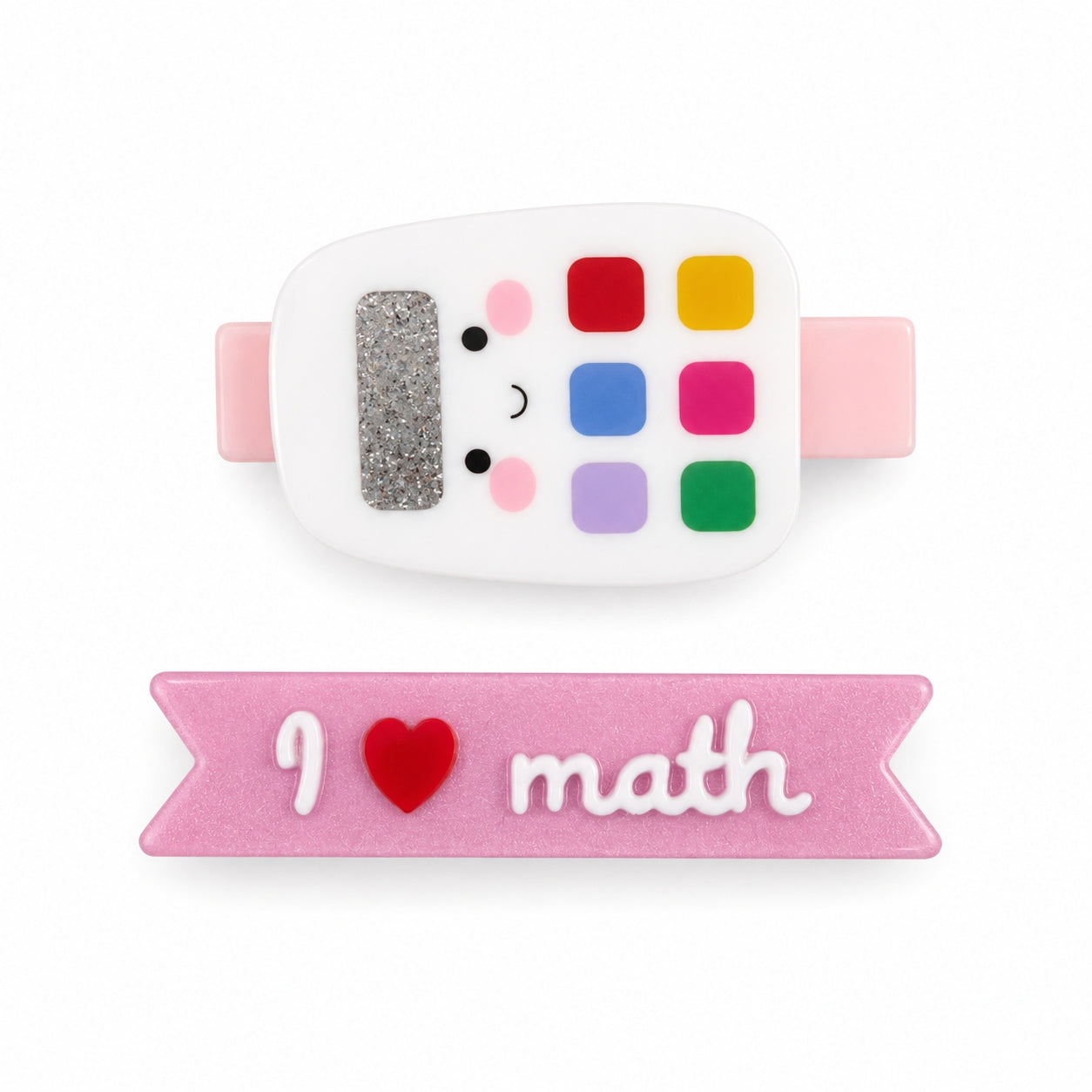 Lilies & Roses I Love Math Calculator Pink Hair Clips