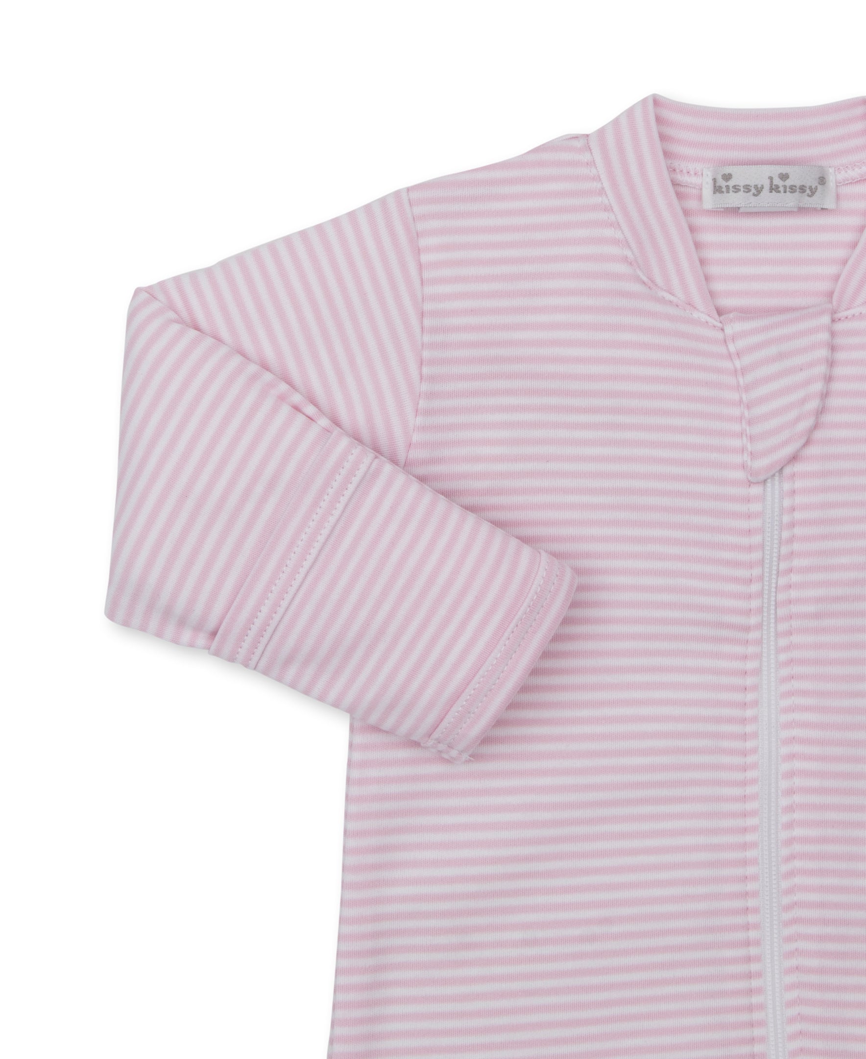 Kissy Kissy Stripes Footie with Zipper, Pink