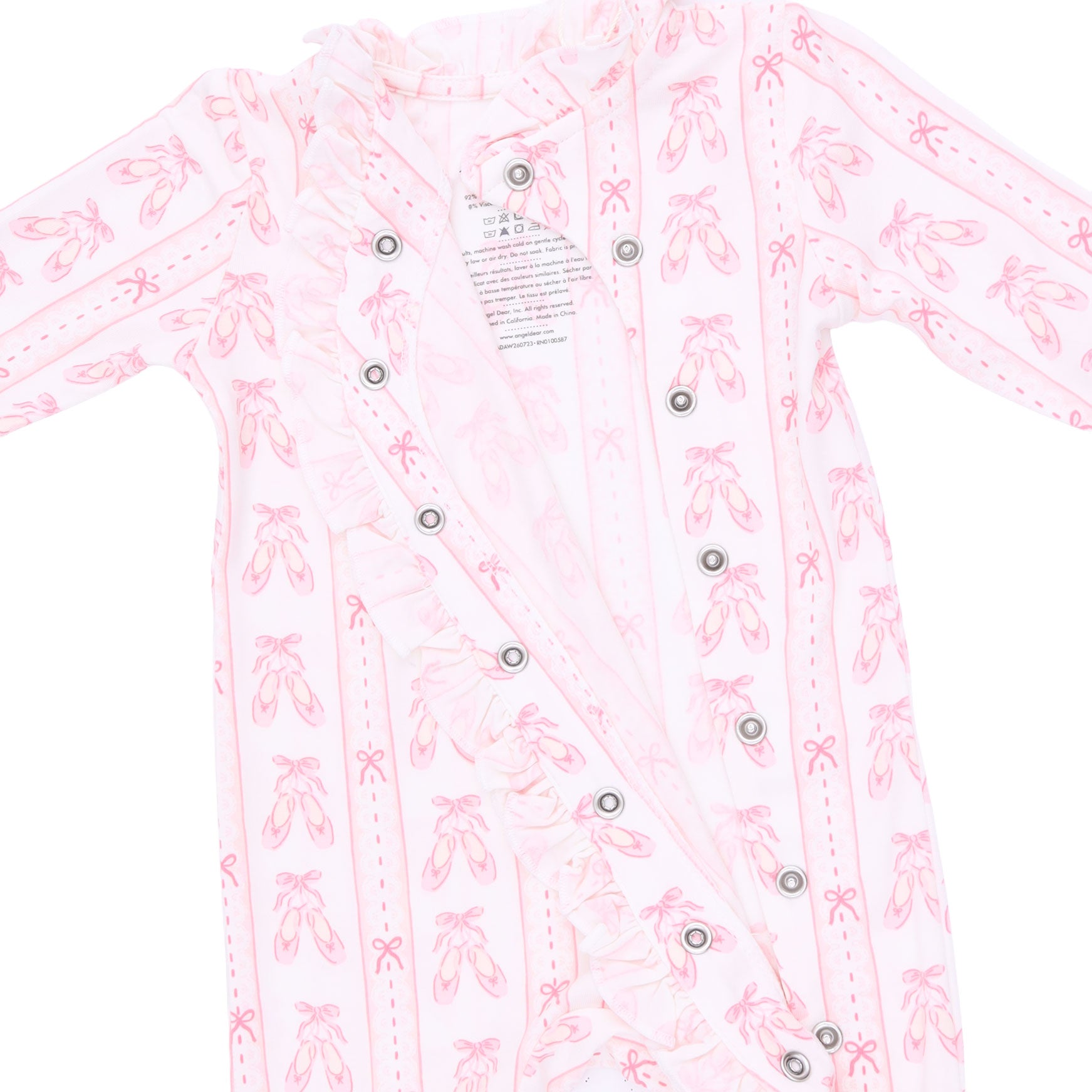 Angel Dear Ballet Shoes Ribbon Stripe Kimono Ruffle Snap Footie