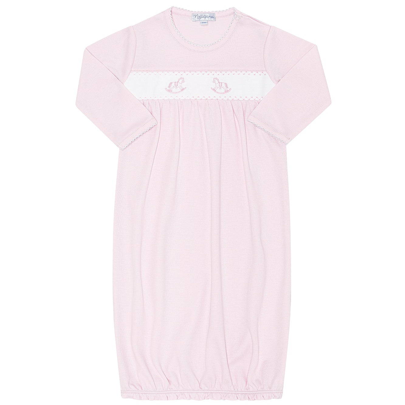 Nella Pima Pink Rocking Horse Embroidered Gown