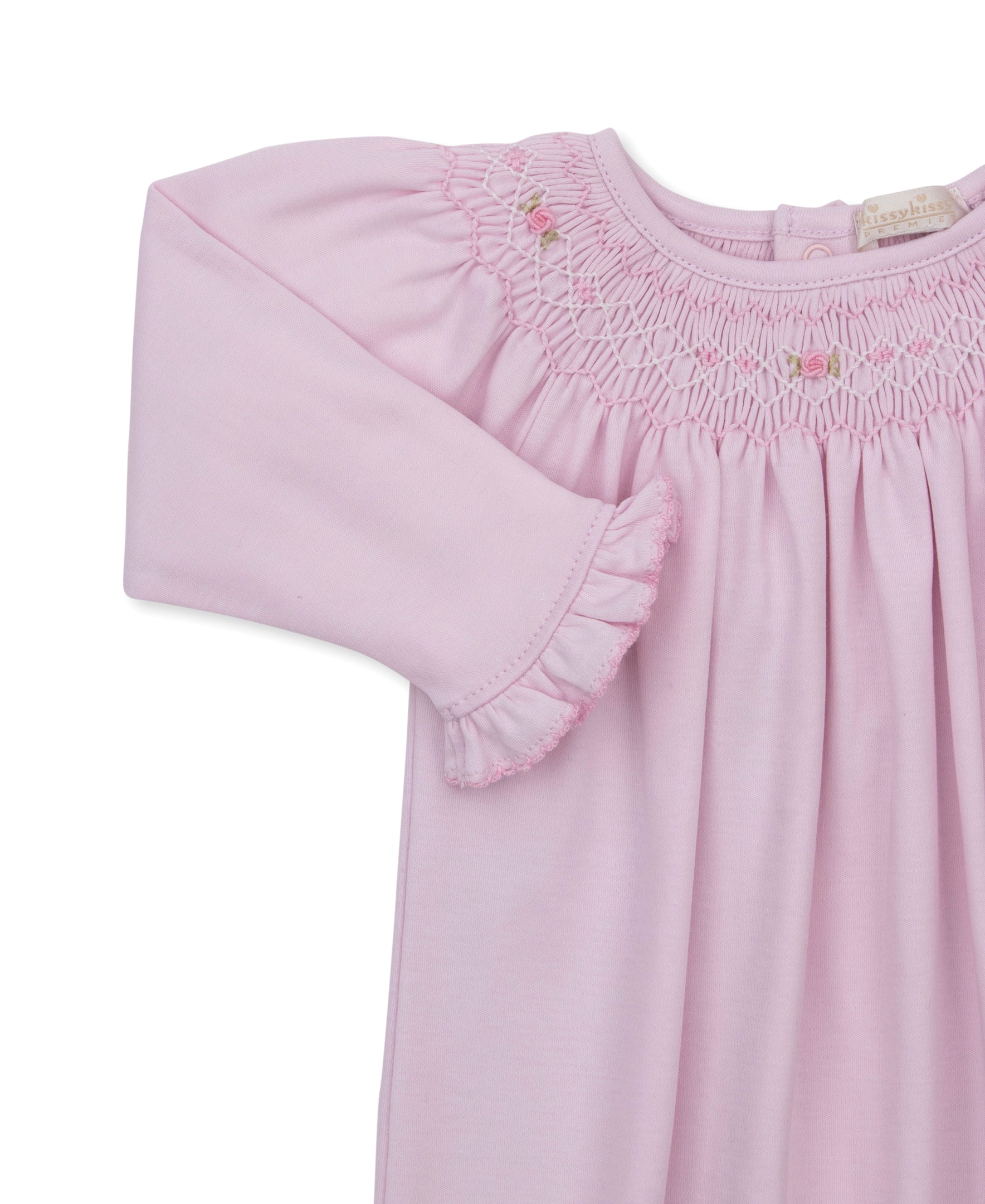 Kissy Kissy Sack with Hand Smocking & Bullion Embroidery