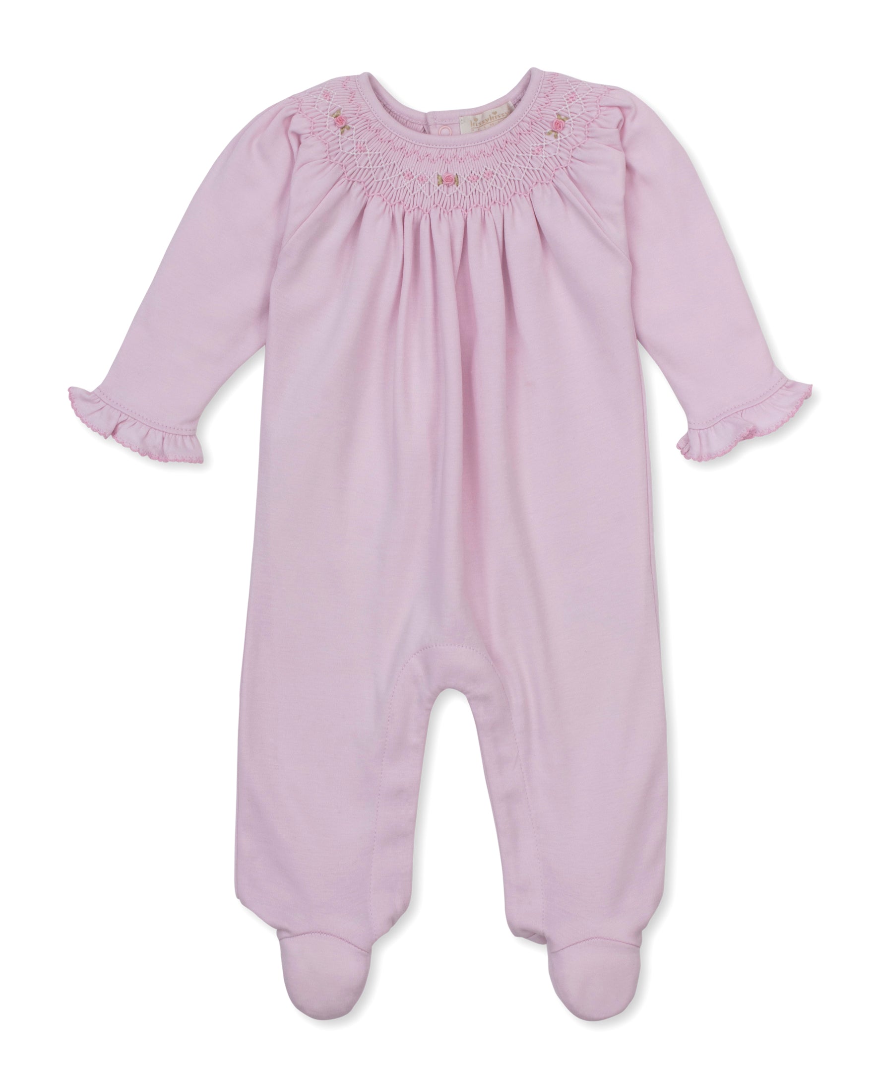Kissy Kissy Footie with Hand Smocking & Bullion Embroidery