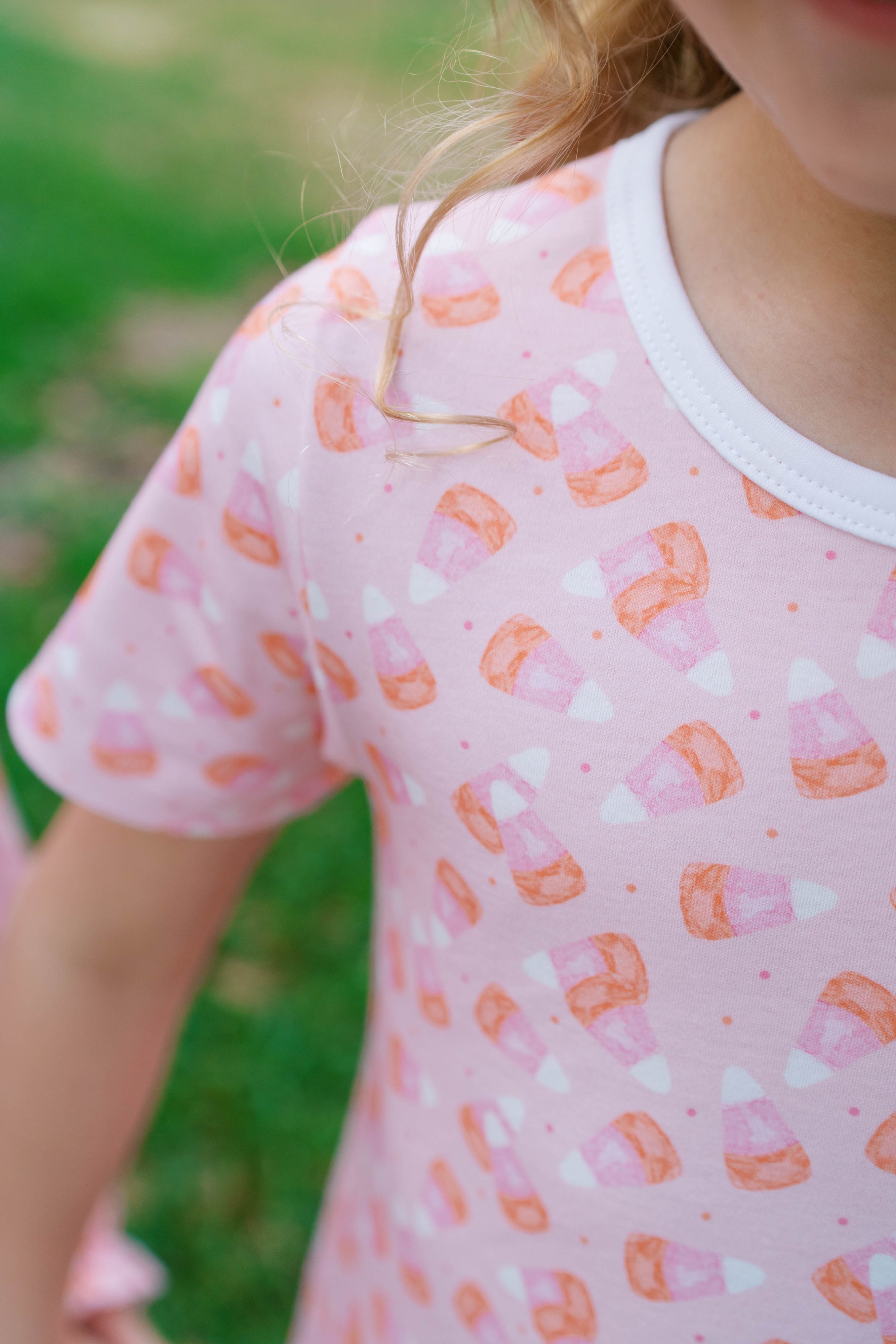 Lullaby Set Dani Dropwaist Dress, Candy Corn Kisses
