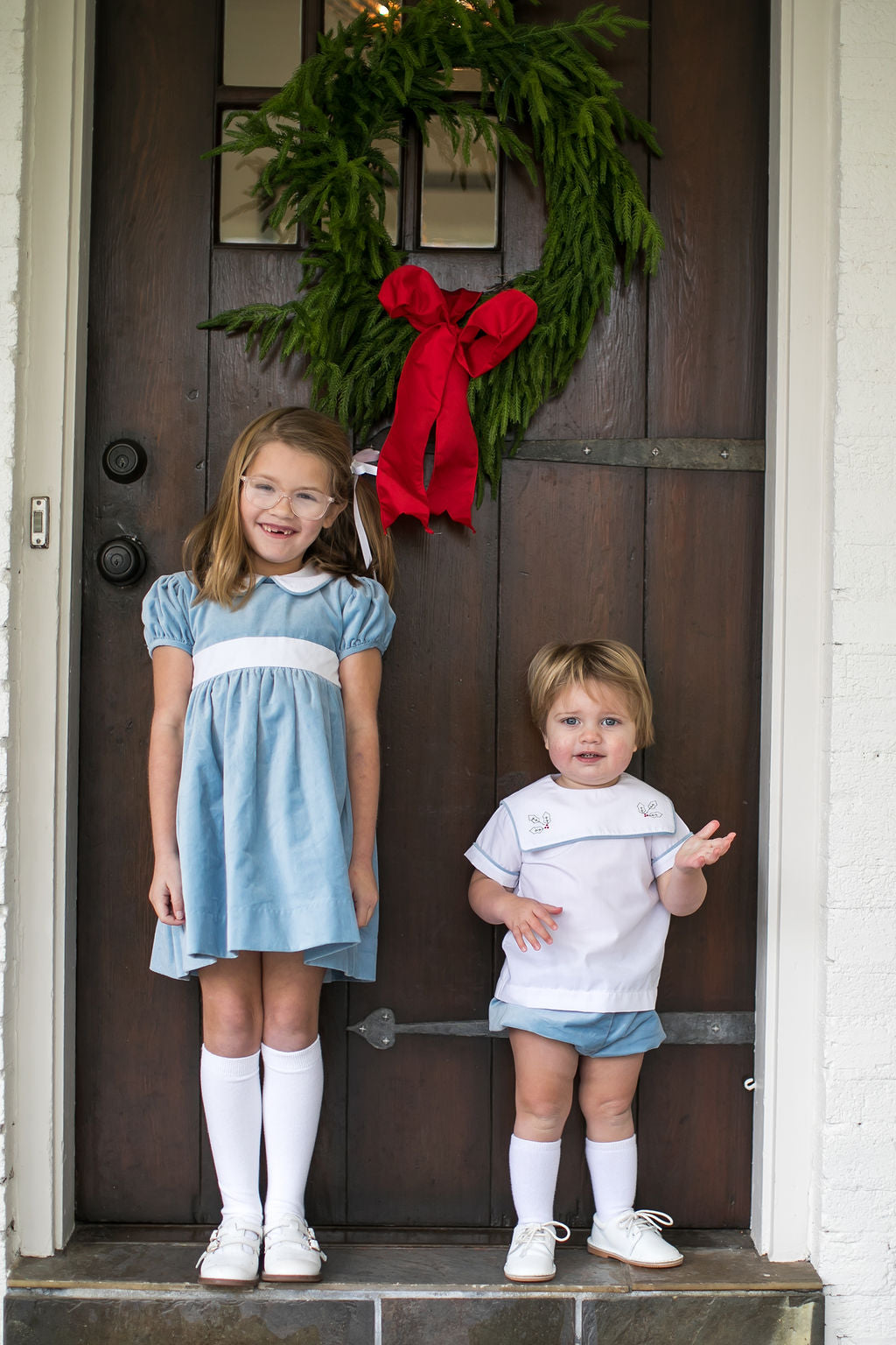 Lullaby Set Christian Bloomer Set, Holly on Beaufort Blue Velvet