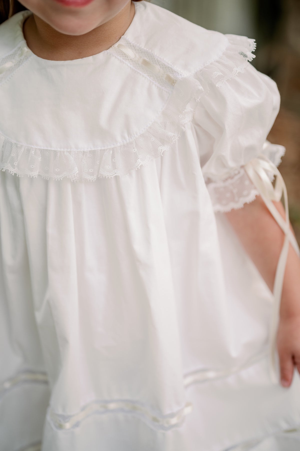 Lullaby Set Donahue Dress, Blessings White Batiste with Ecru