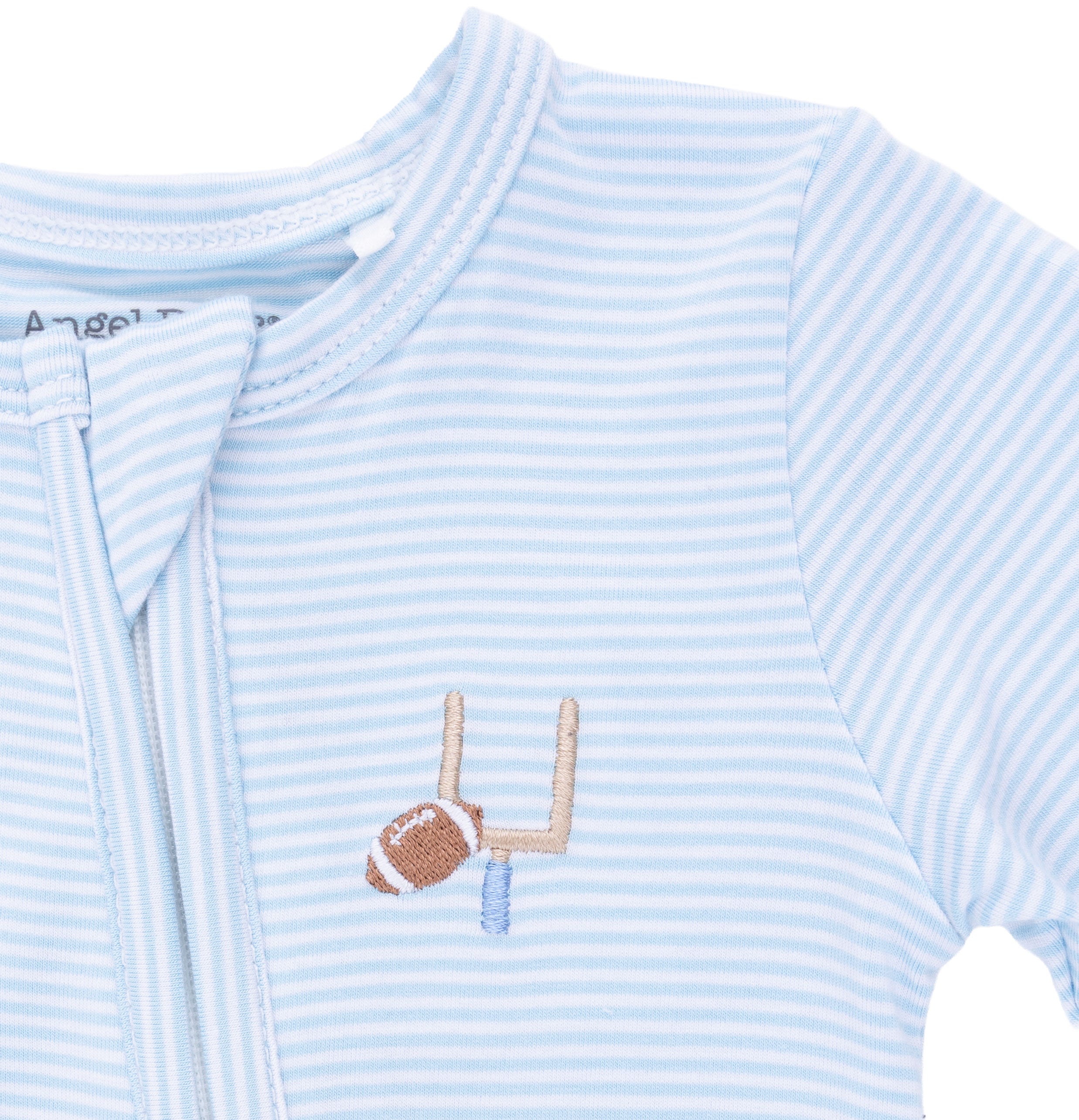 Angel Dear Football Blue Micro Stripe 2 Way Zipper Footie