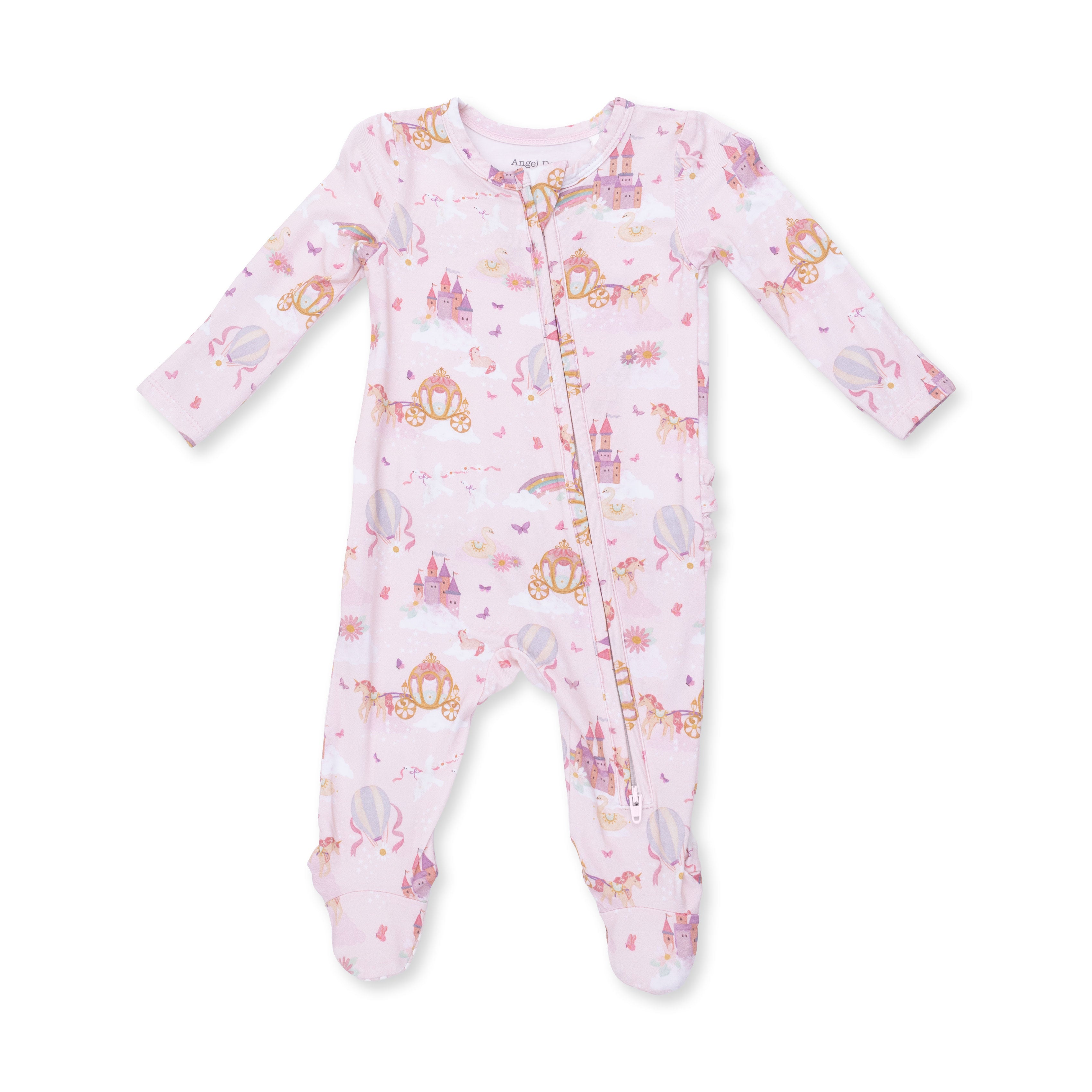 Angel Dear Princess Unicorn and Castle 2 Way Ruffle Back Zipper Footie