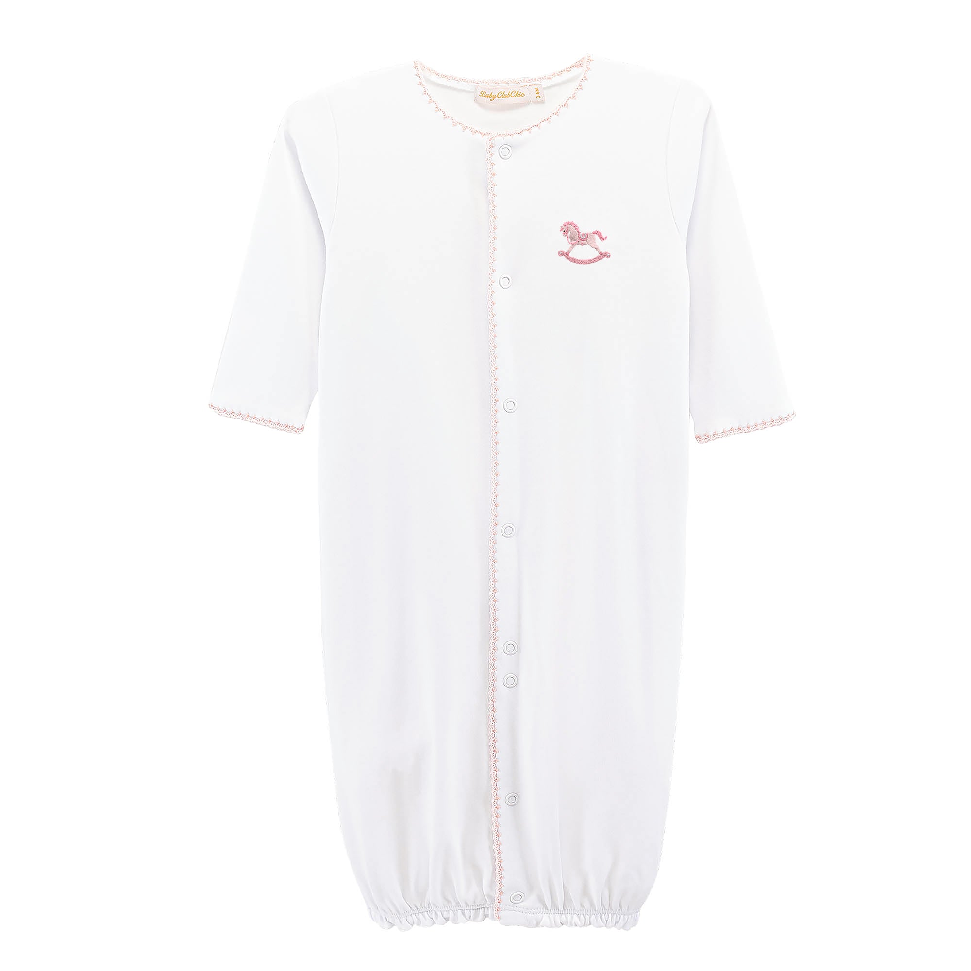 Baby Club Chic Tiny Rocking Horse Embroidered Converter Gown