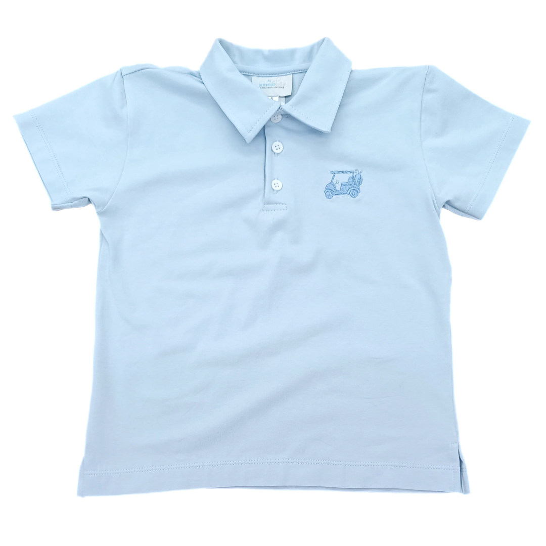 James & Lottie Light Blue Polo, Golf Cart Embroidery