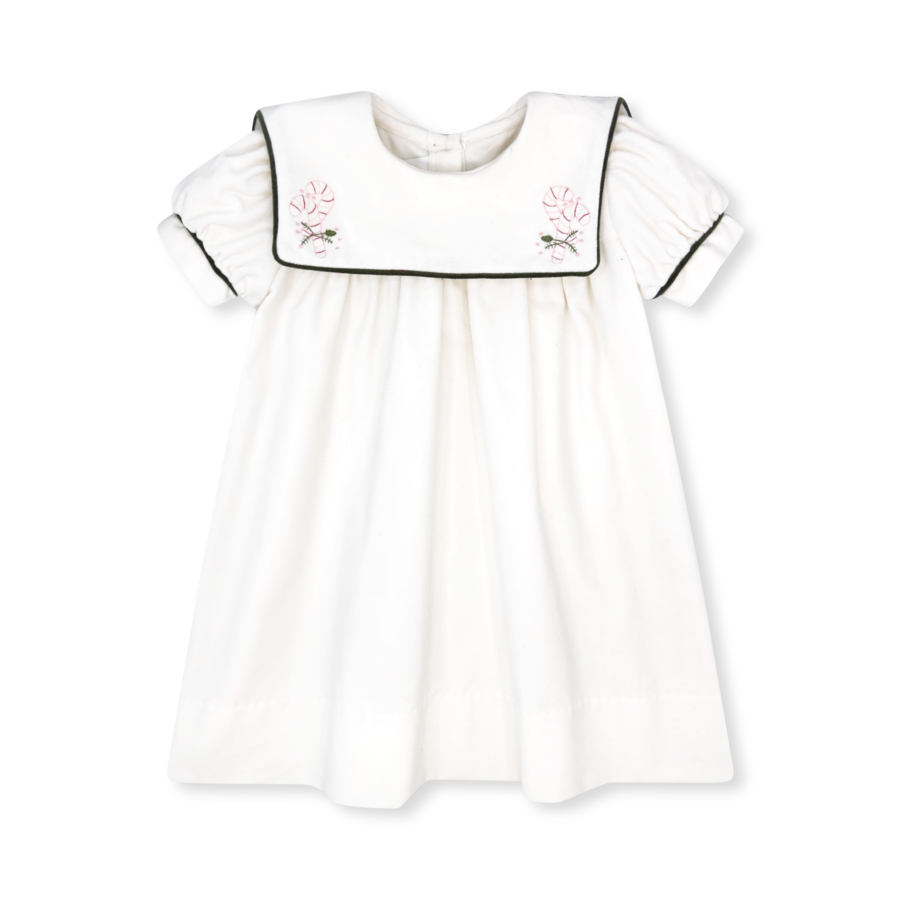 Lullaby Set Hope Chest Dress, Candy Cane on Winter White Velvet