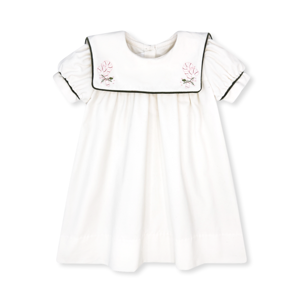 Lullaby Set Hope Chest Dress, Candy Cane on Winter White Velvet